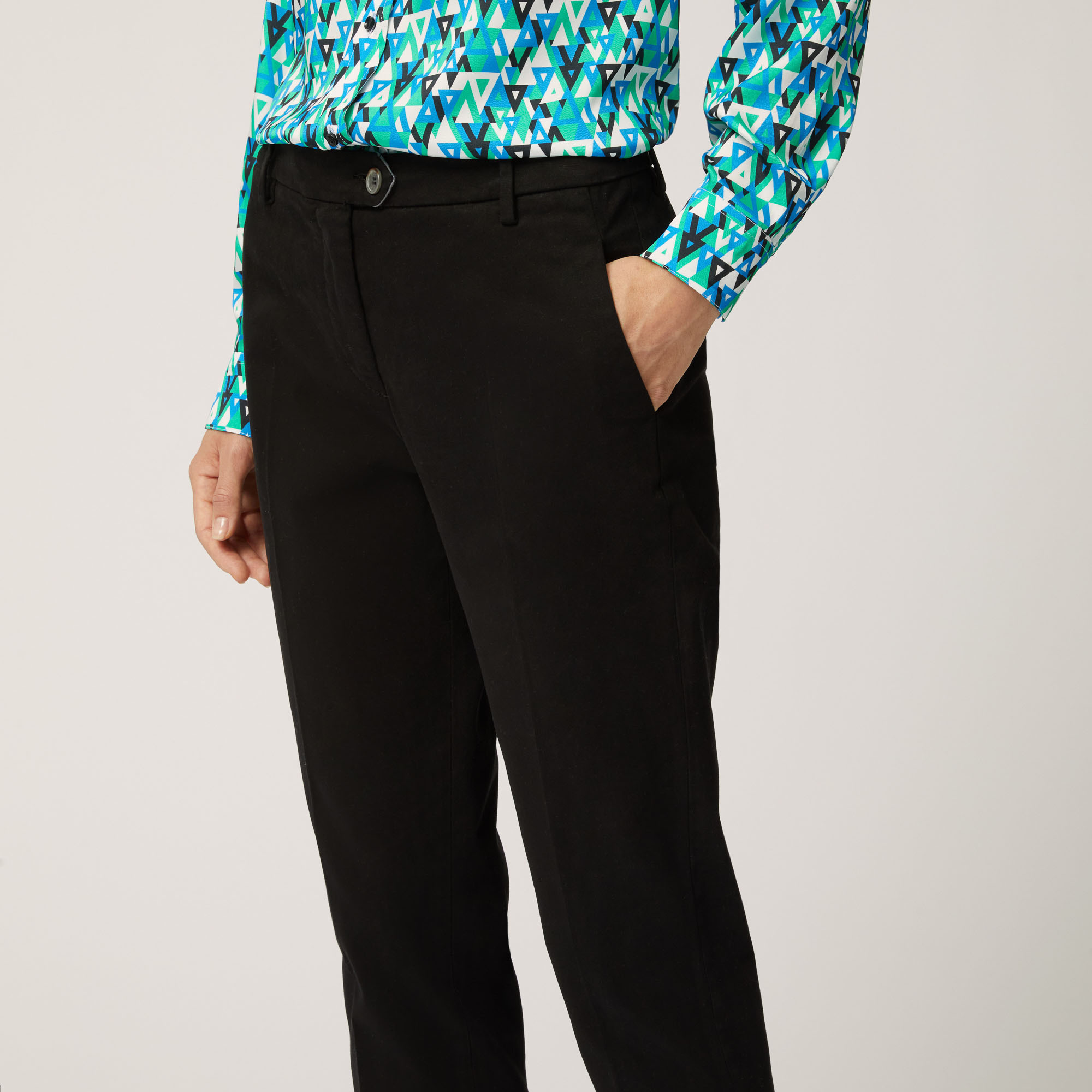 Stretch Cotton Chino Pants, Black, large image number 2