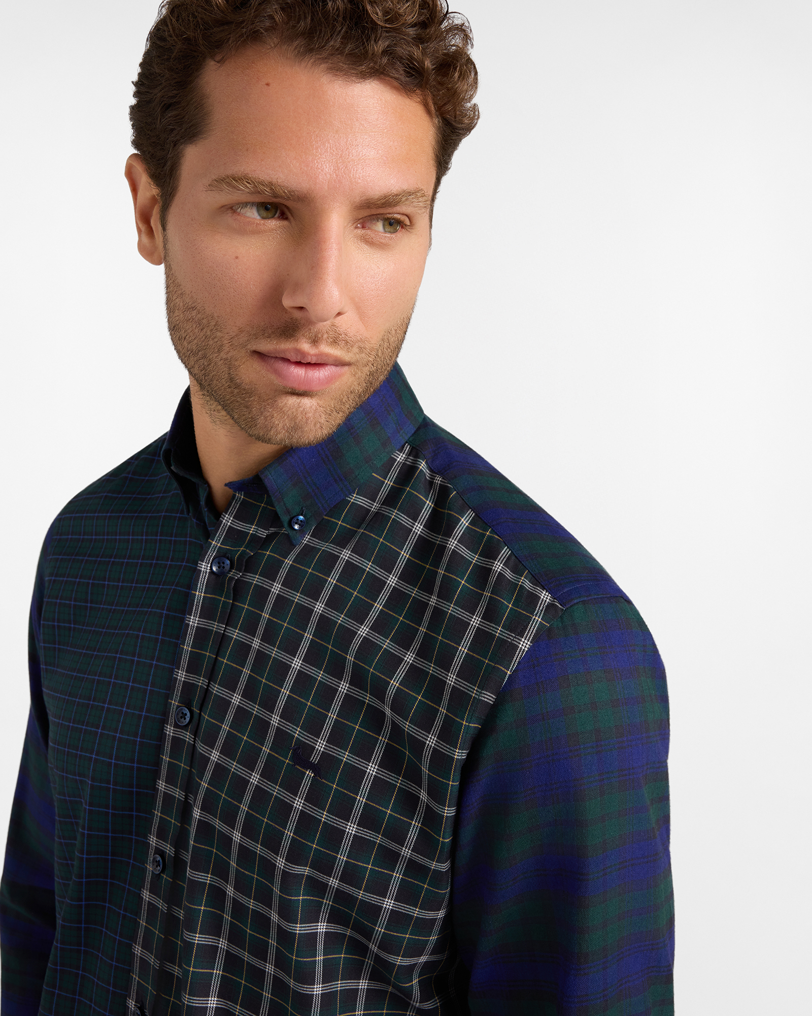PIAZZETTA CHECKED FLANNEL, BOTTLE GREEN, large image number 2