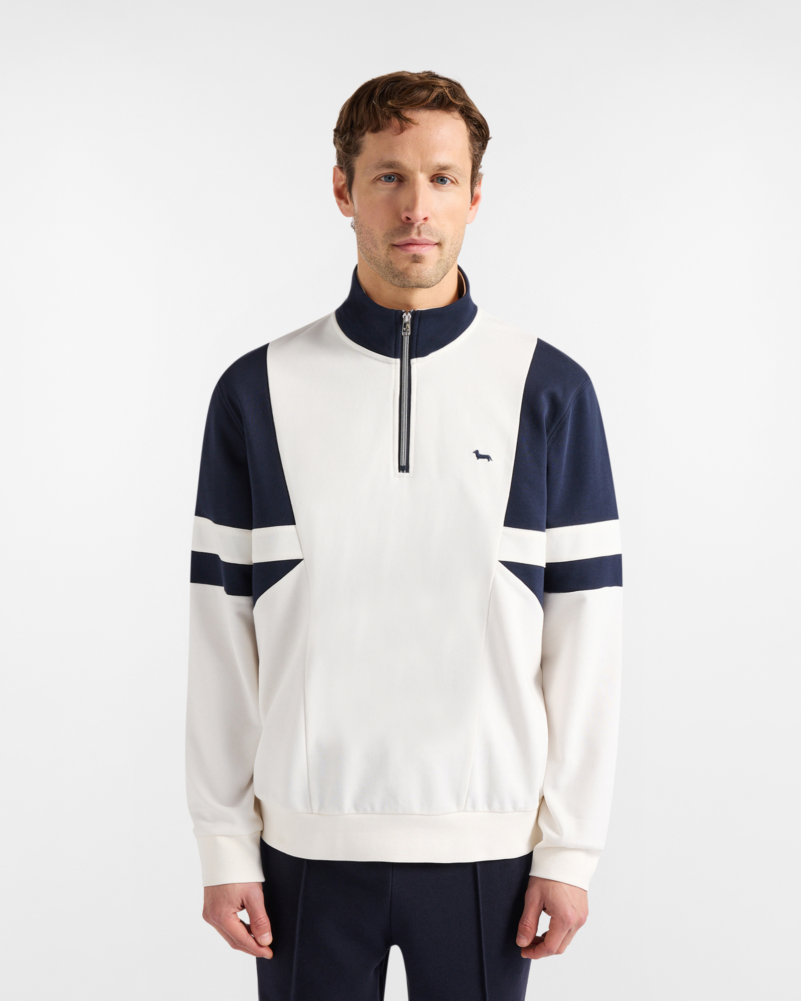 Half-zip color block sweatshirt