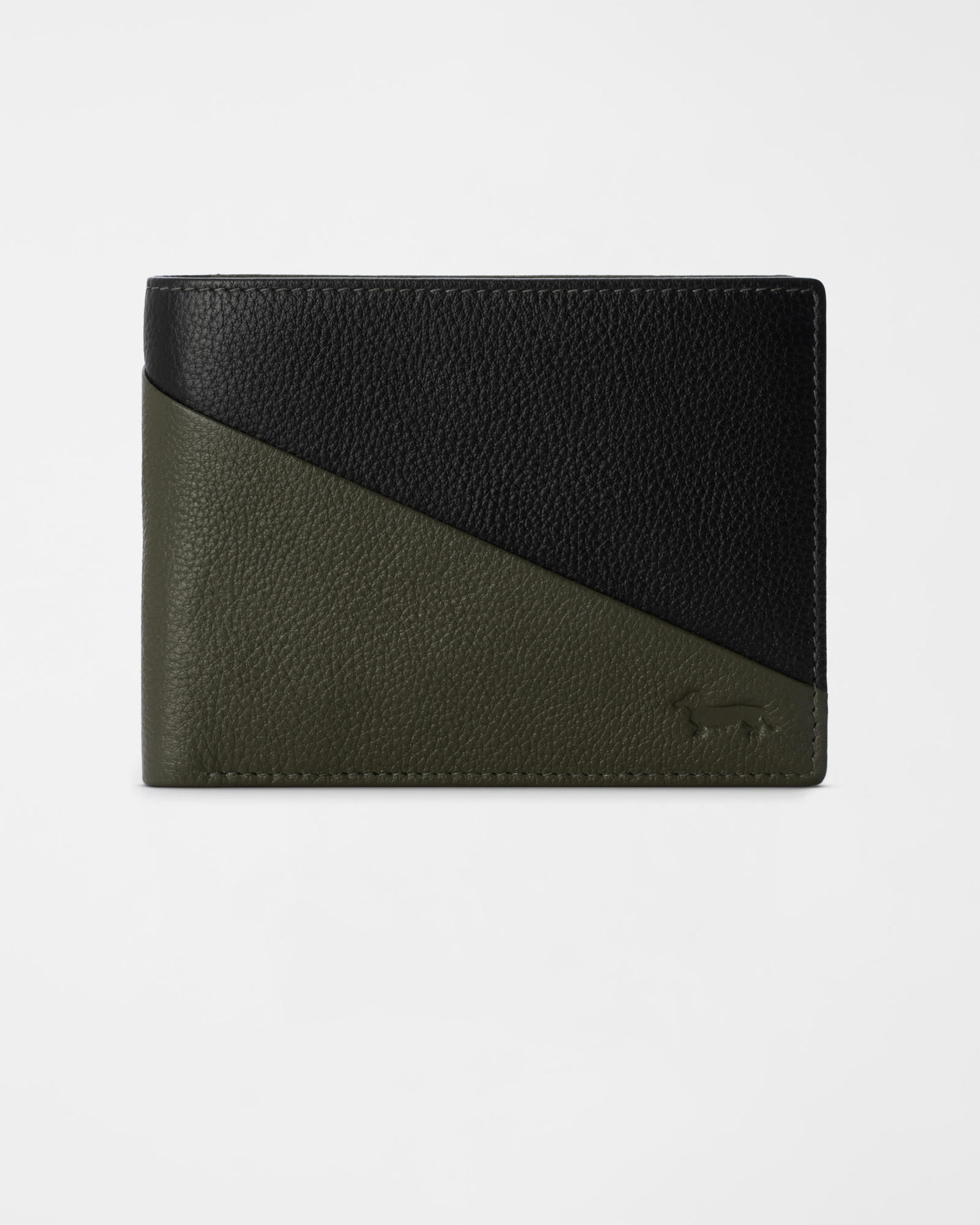 Cartera de hombre bicolor de piel aut&eacute;ntica con monedero verde/negro