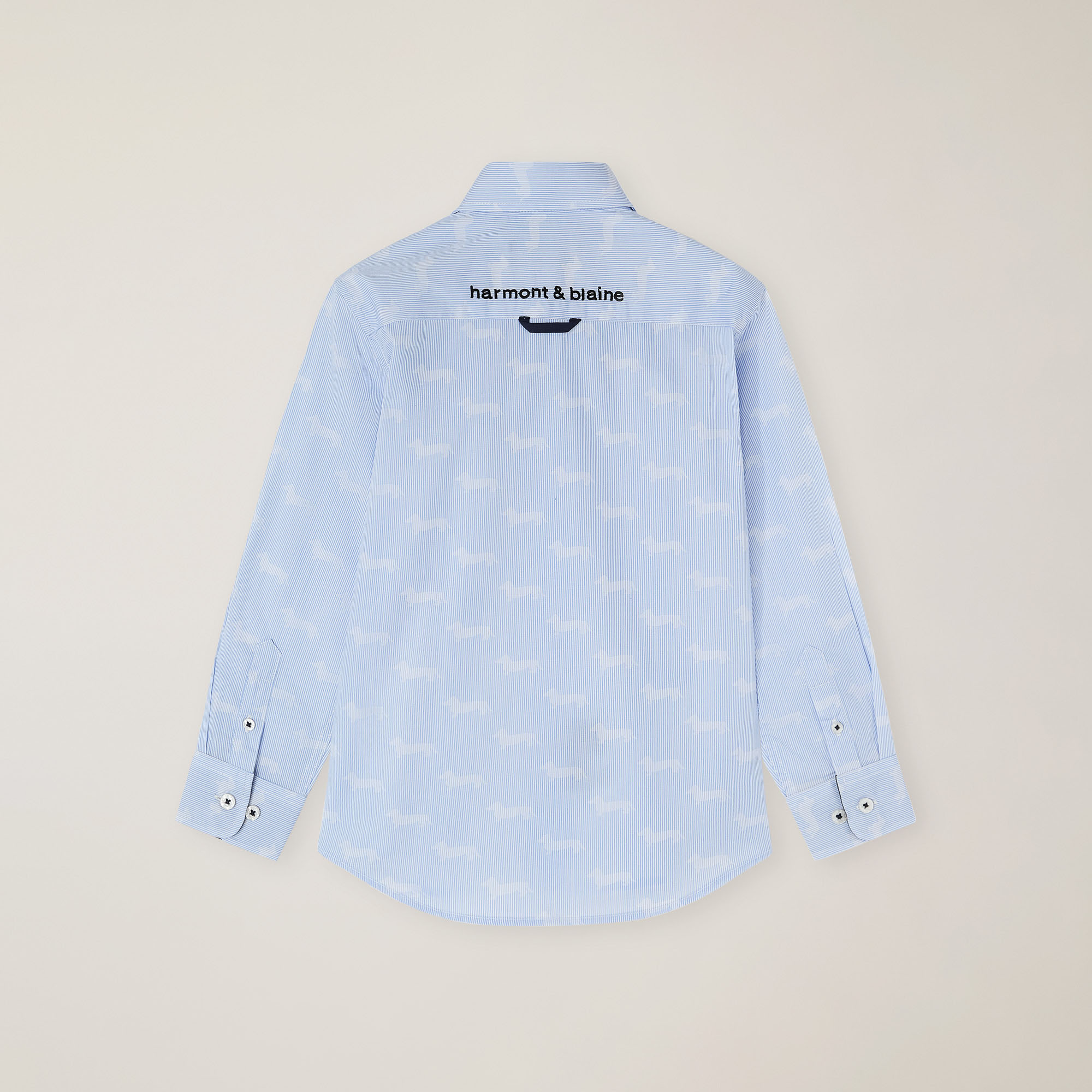 Camicia A Righe Con Stampa Bassotti, Azzurro, large image number 1