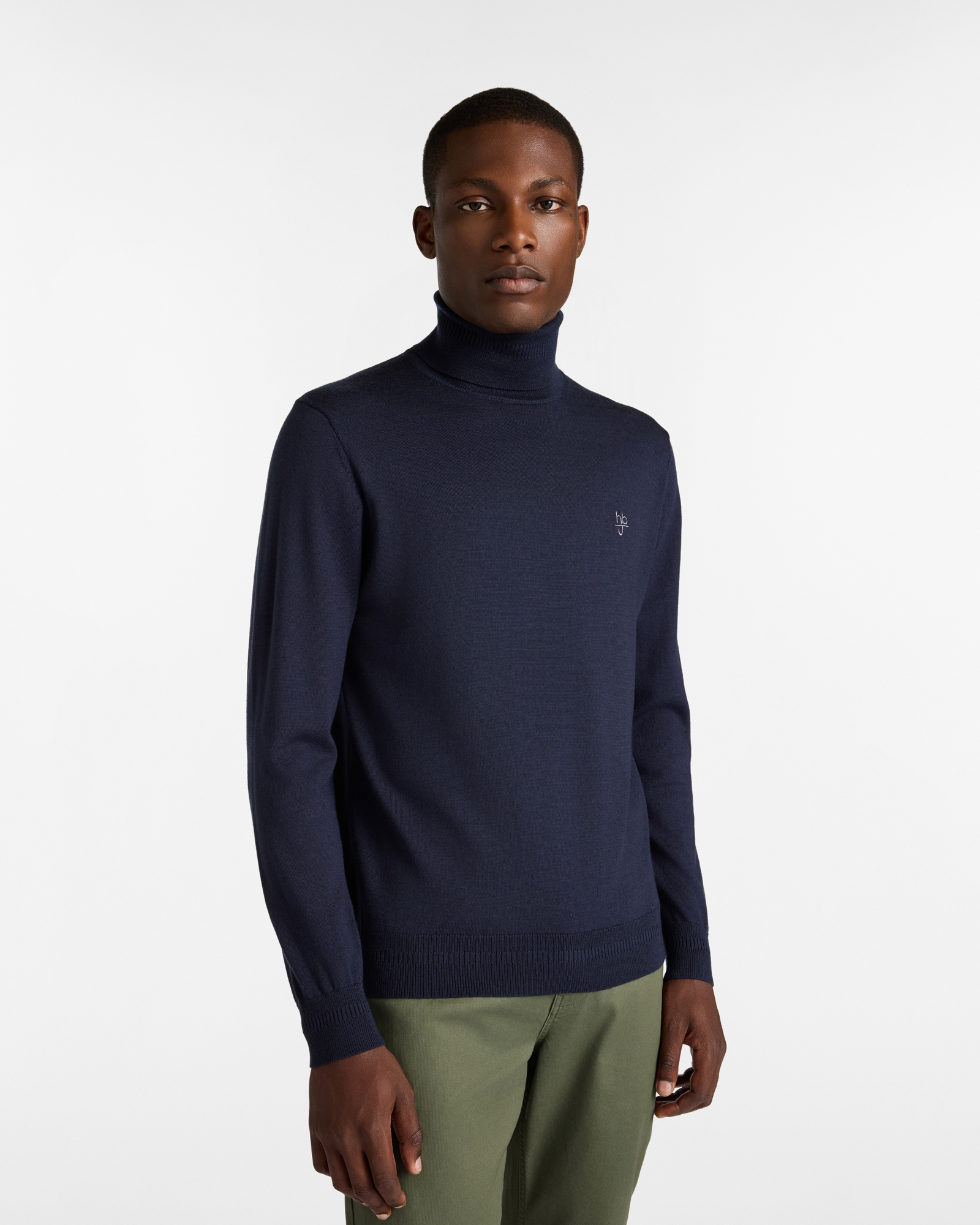 Merino Wool Turtleneck with Embroidered Logo