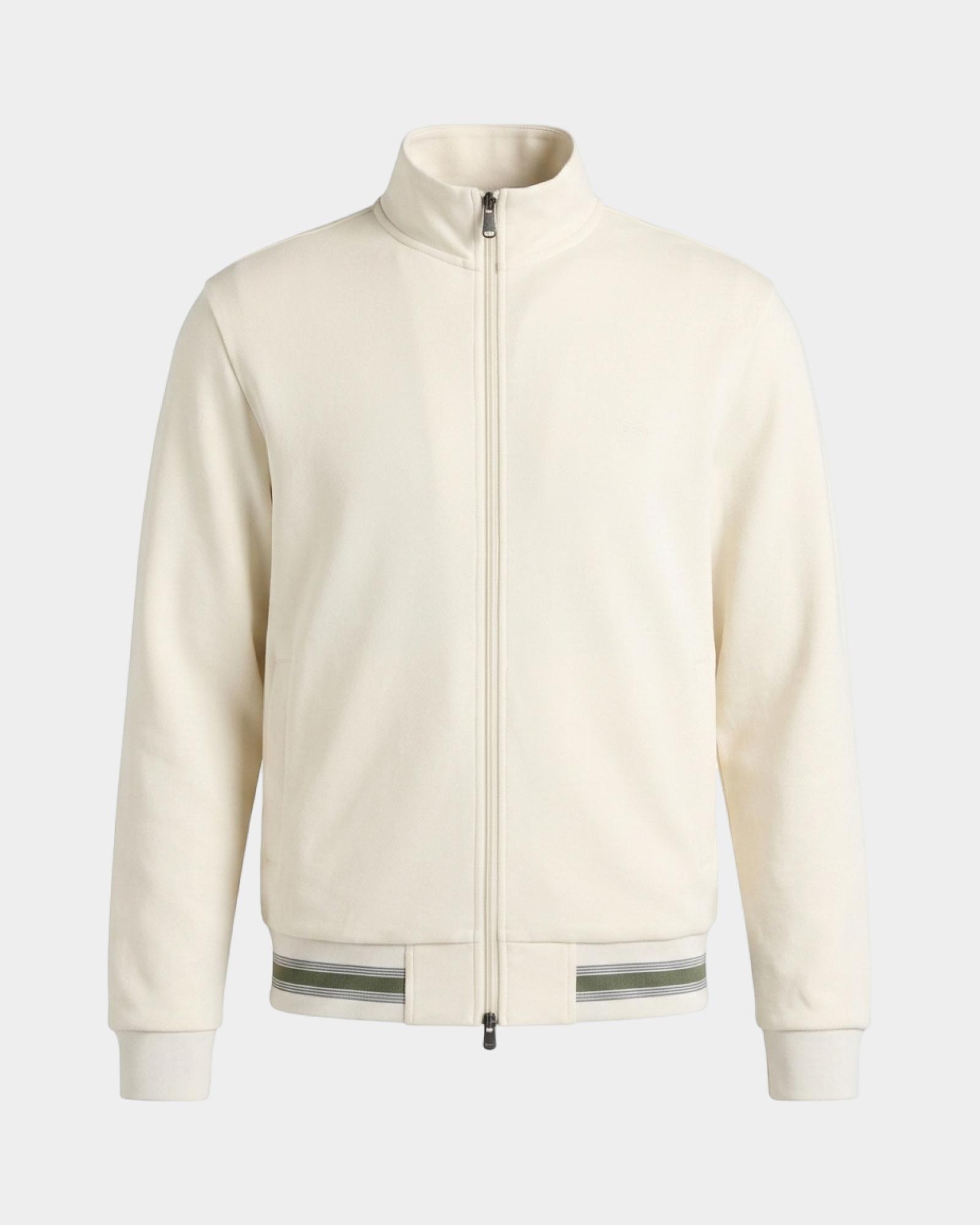 Sudadera para hombre con cremallera completa en piqu&eacute;  con acabado de rayas, TORTORA, large