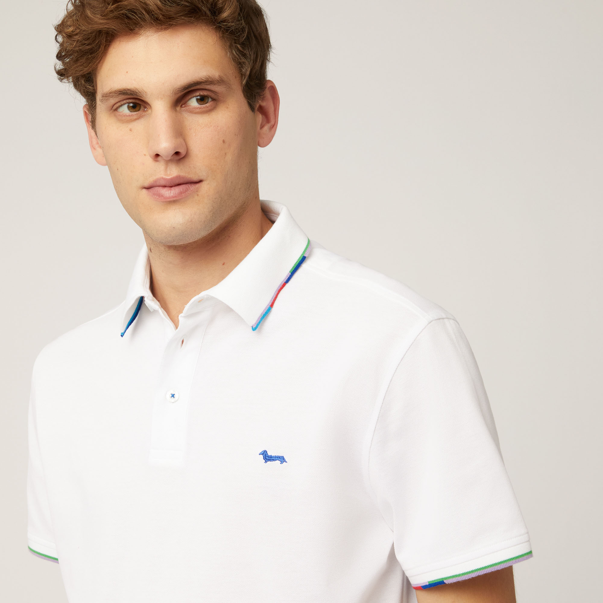 Polo with Multicolor Details, White, large image number 2
