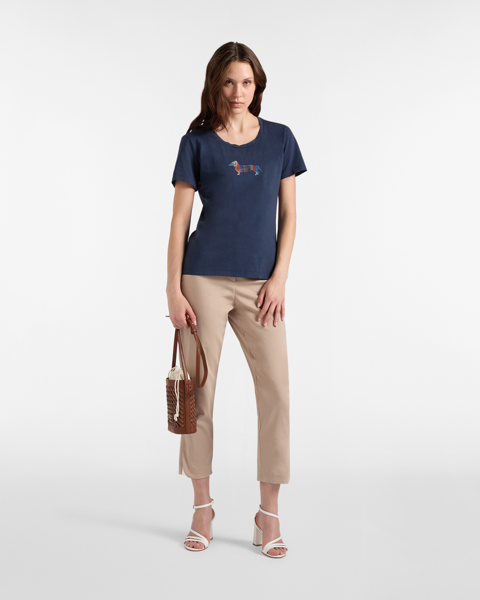 Women's T-shirt with glitter dachshund, Blue, large image number 3