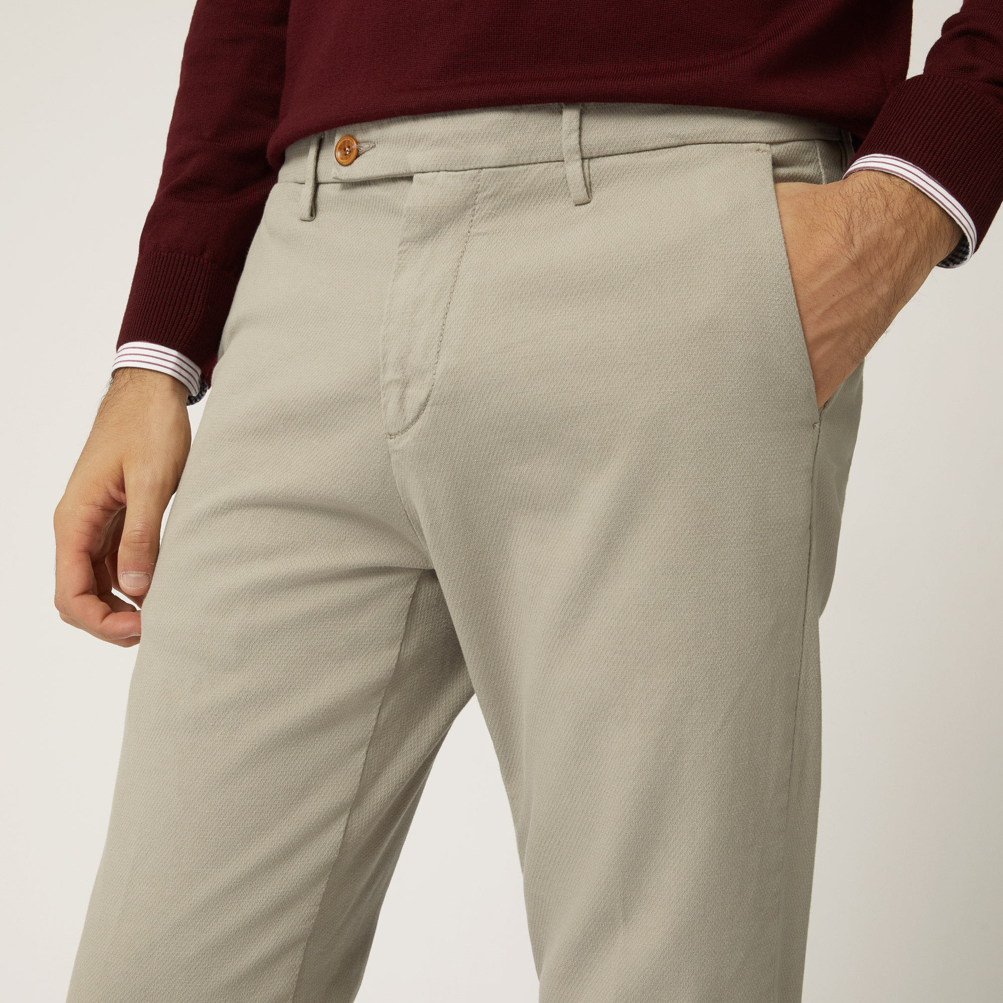Stretch Cotton Pants, Beige, large image number 2