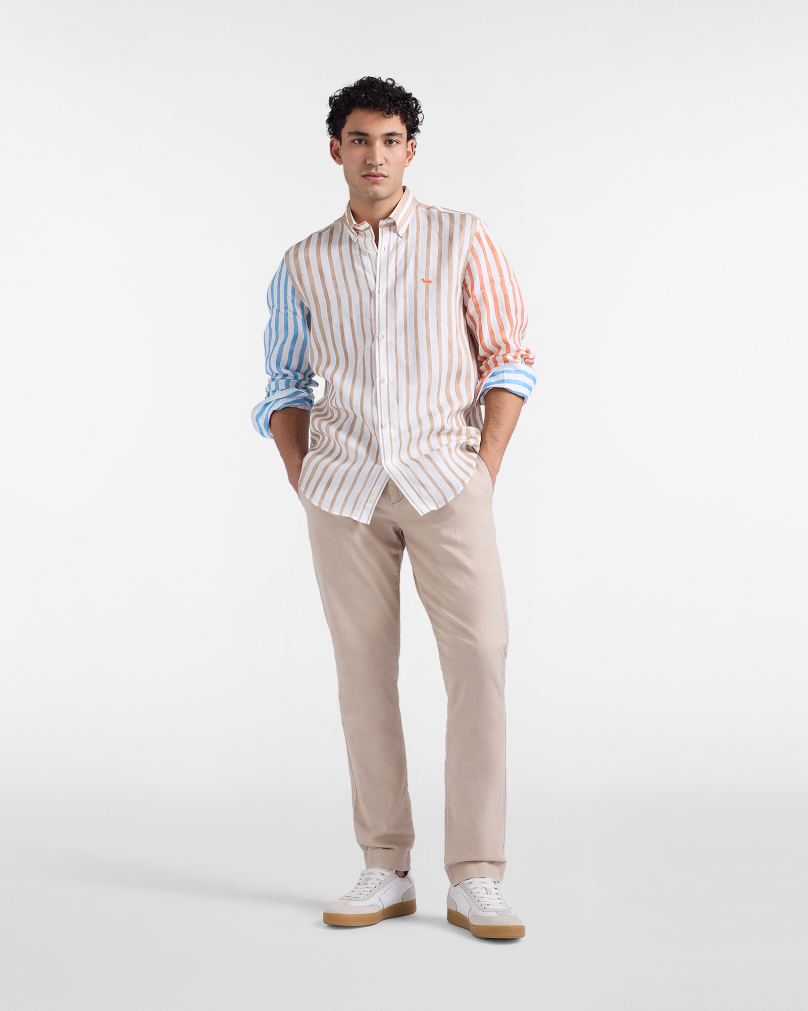 Chino Uomo Pinces Frontali, Beige, large image number 3