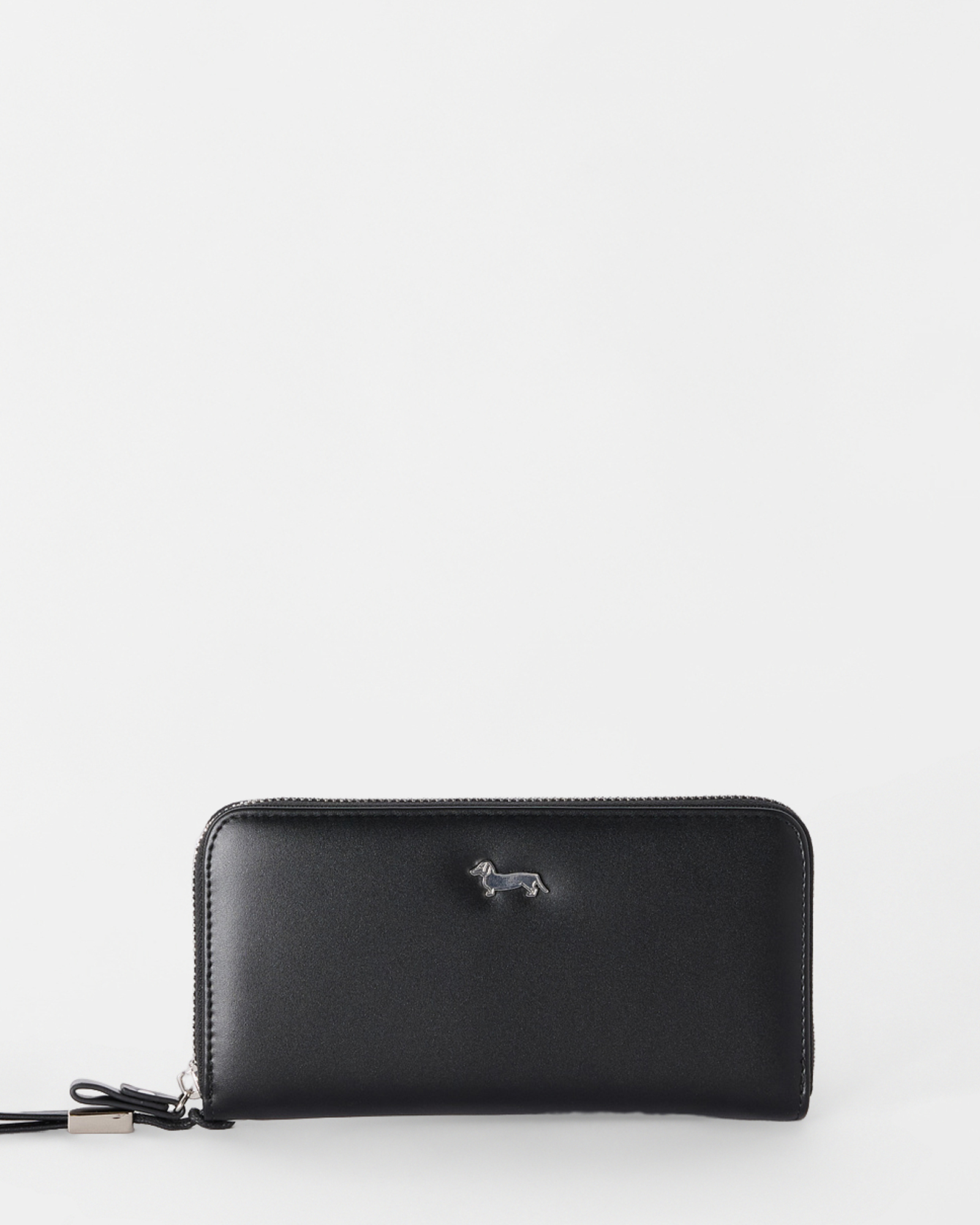 Women's black long wallet with zipper