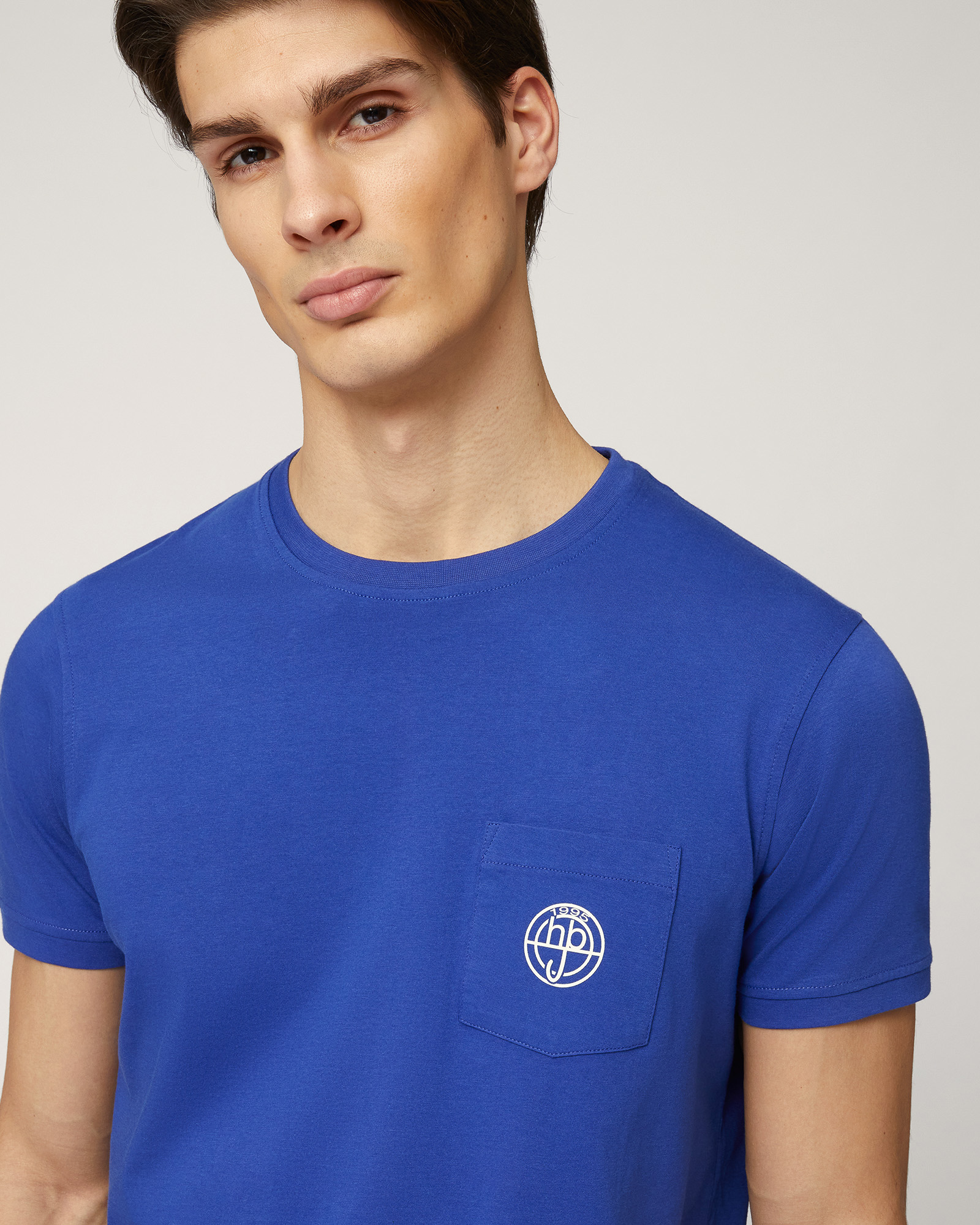 T-Shirt with Branded Pocket, Electric Blue, large image number 2