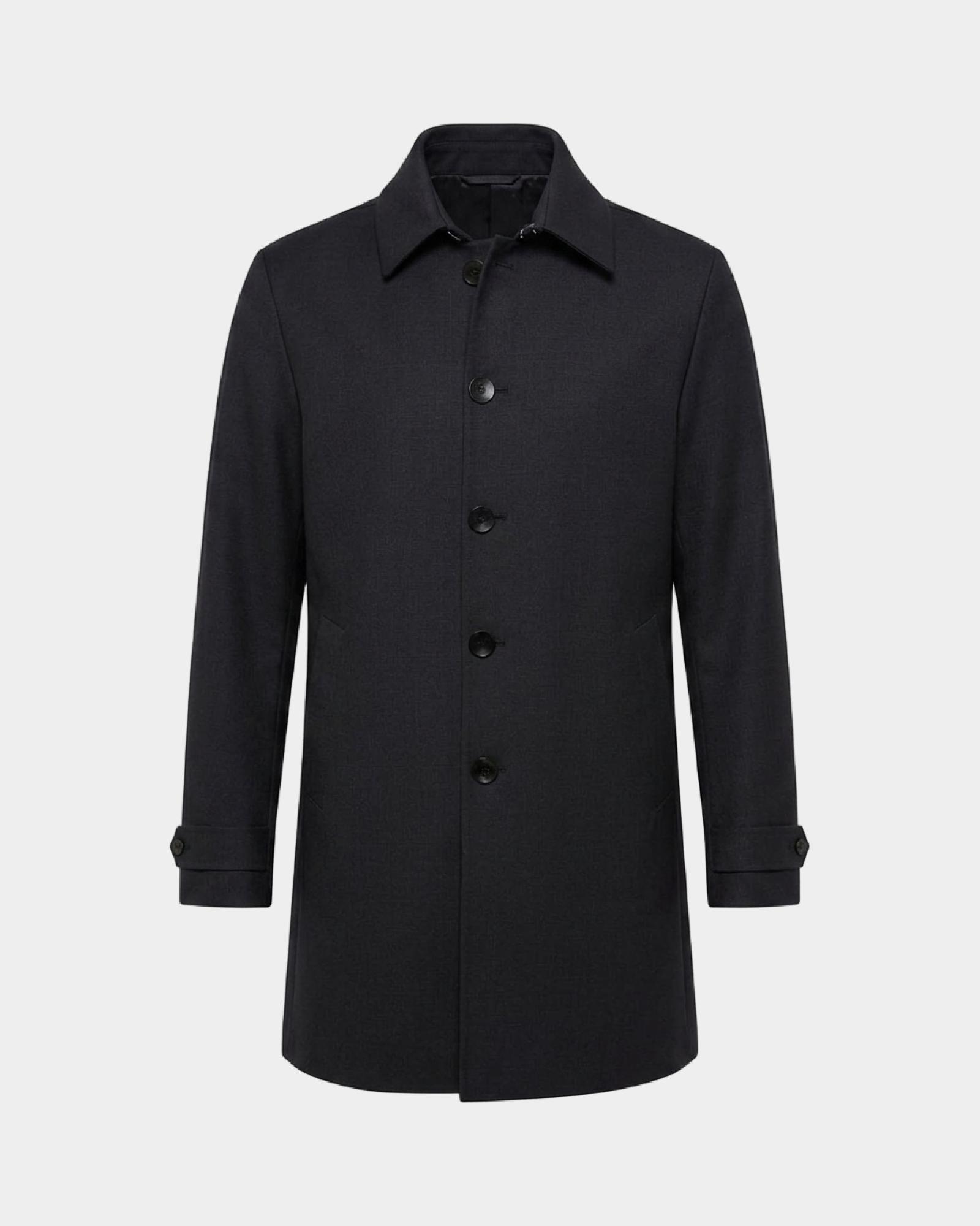 Men's grey technical wool short coat, ANTHRACITE, large