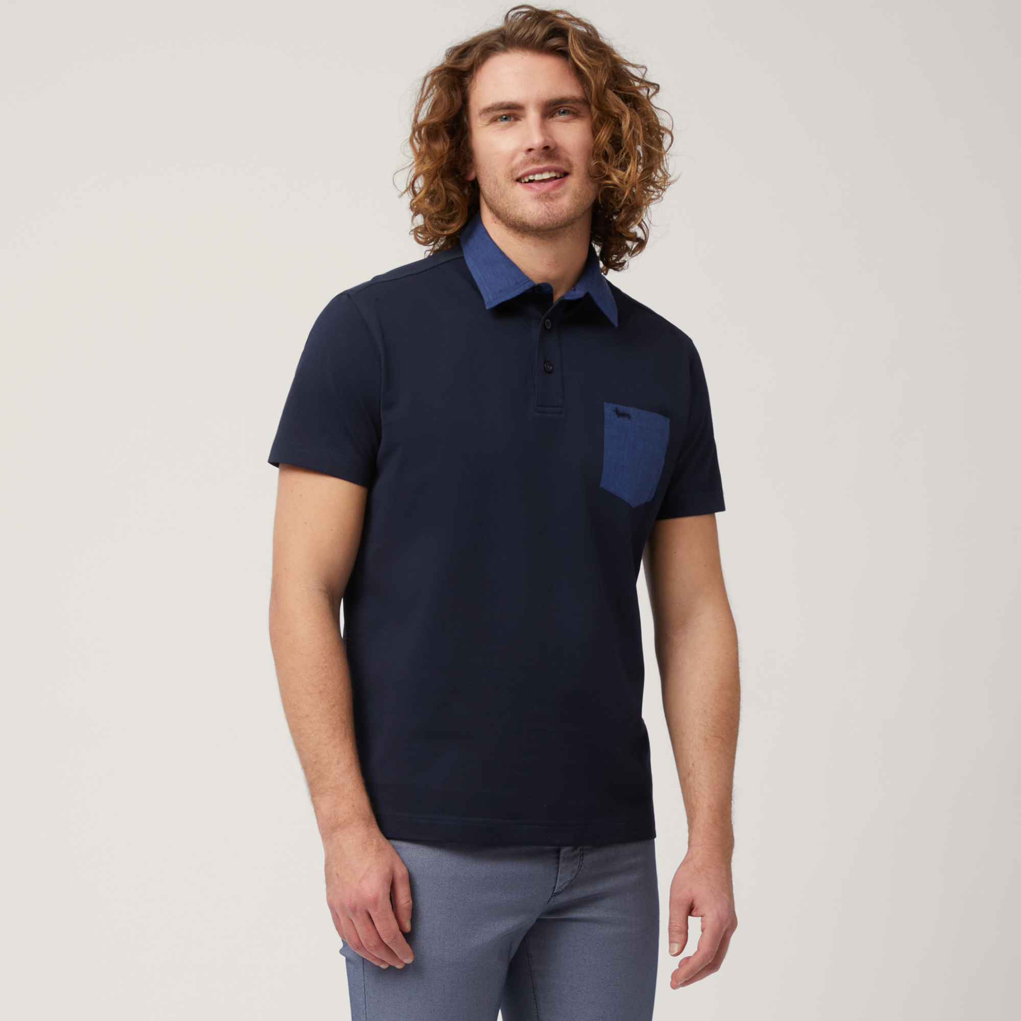 Polo with Pocket, Blue, large