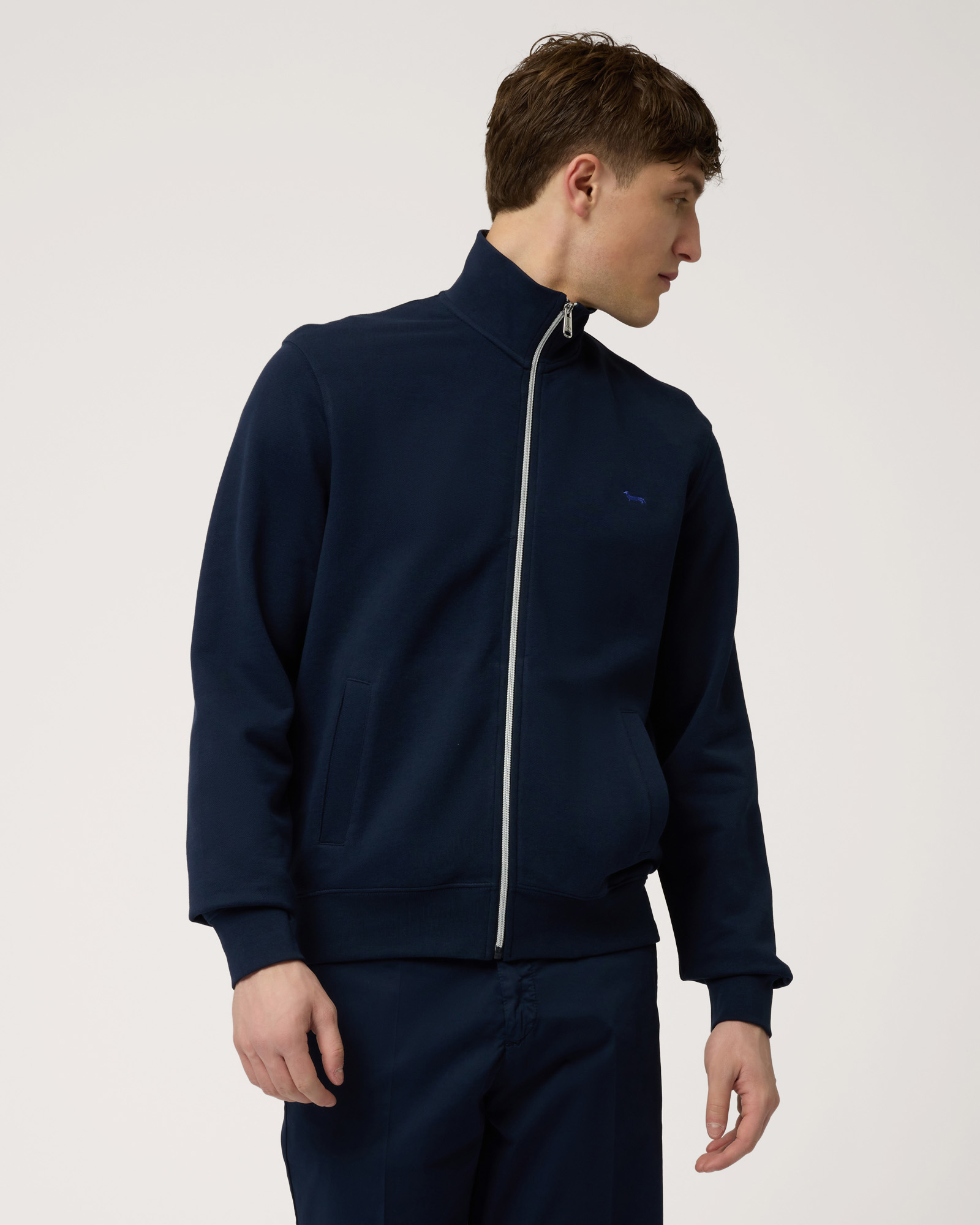 Felpa Con Zip In Cotone, Blu Navy, large image number 0