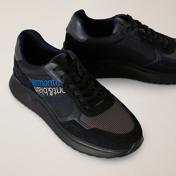 Suede And Fabric Sneakers, Blue, large image number 3