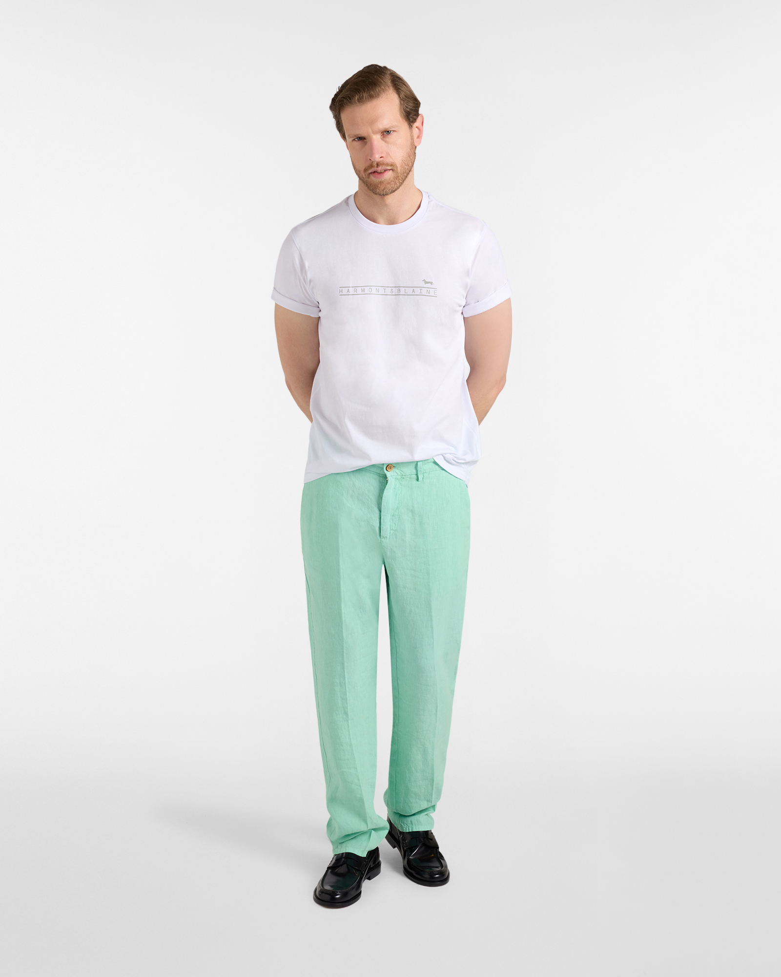 Men's regular-fit linen chino pants, Green, large image number 3