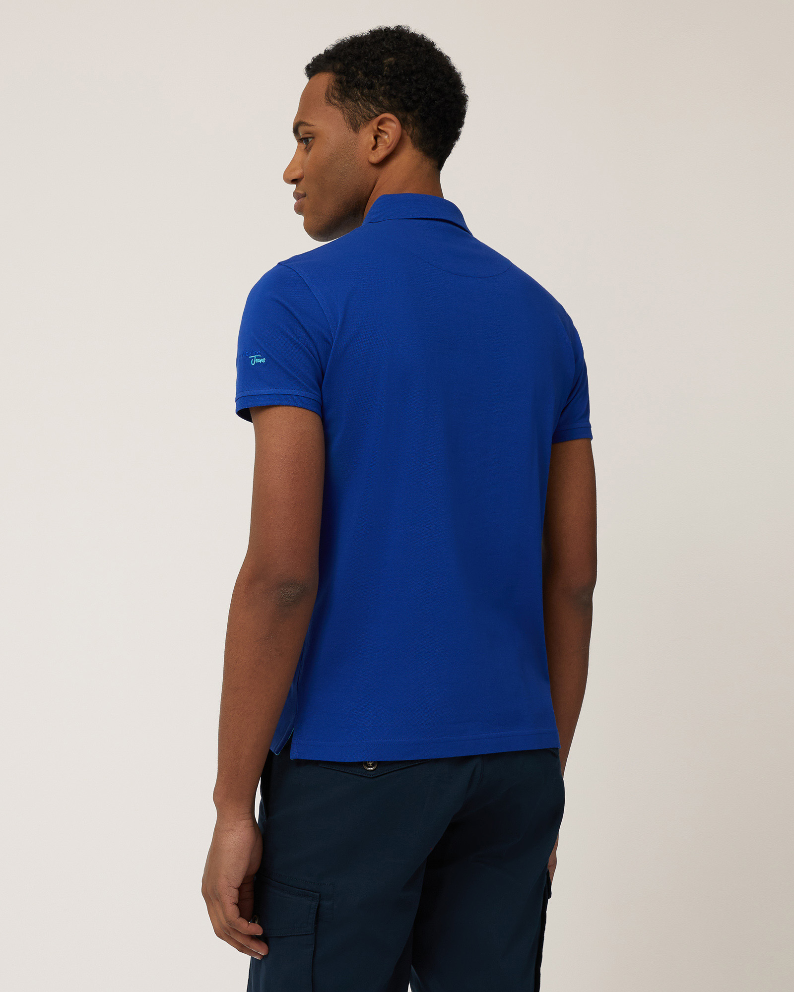 Narrow-Fit Cotton Polo, Electric Blue, large image number 1
