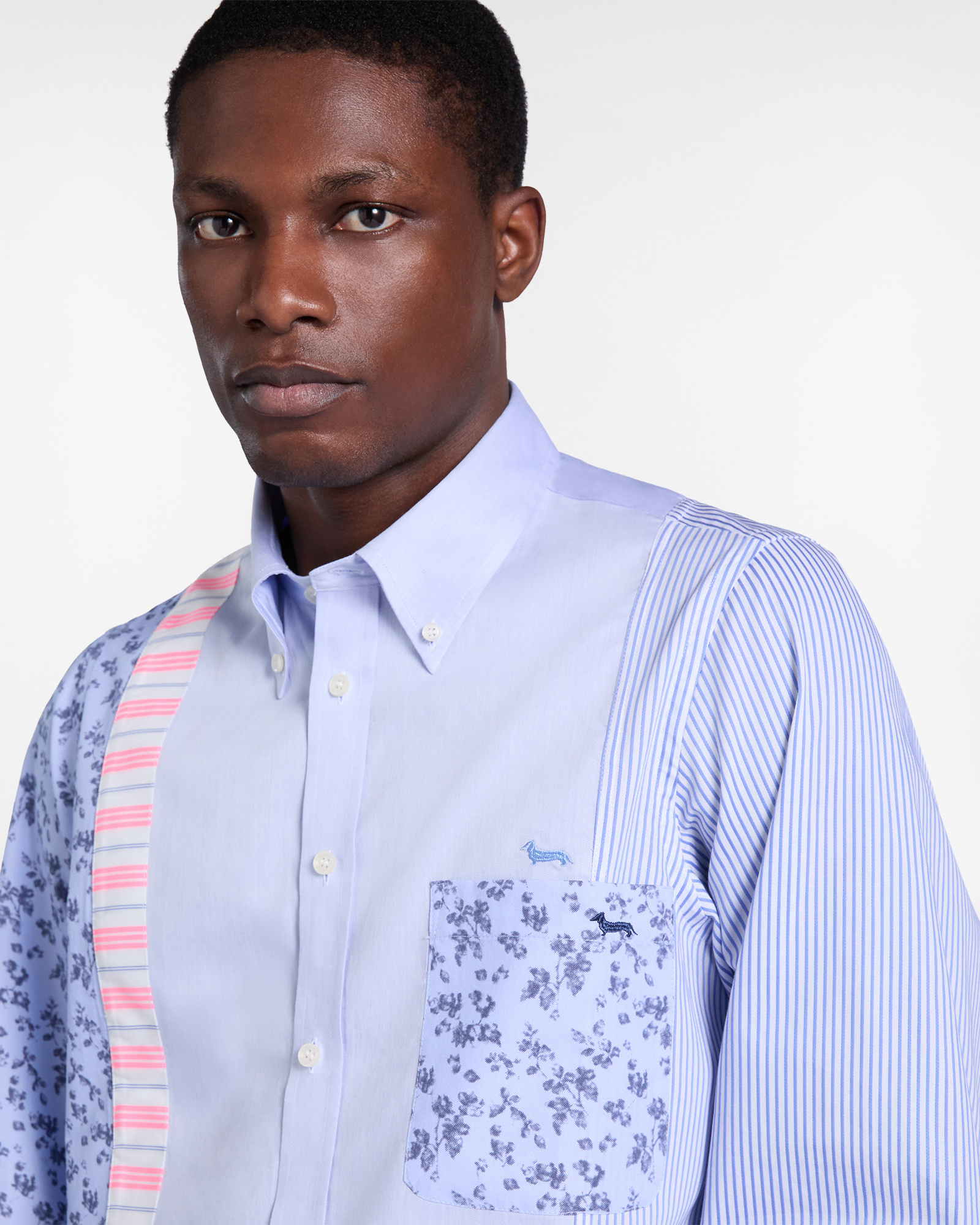 Men's Re-Loved stripes and flowers shirt