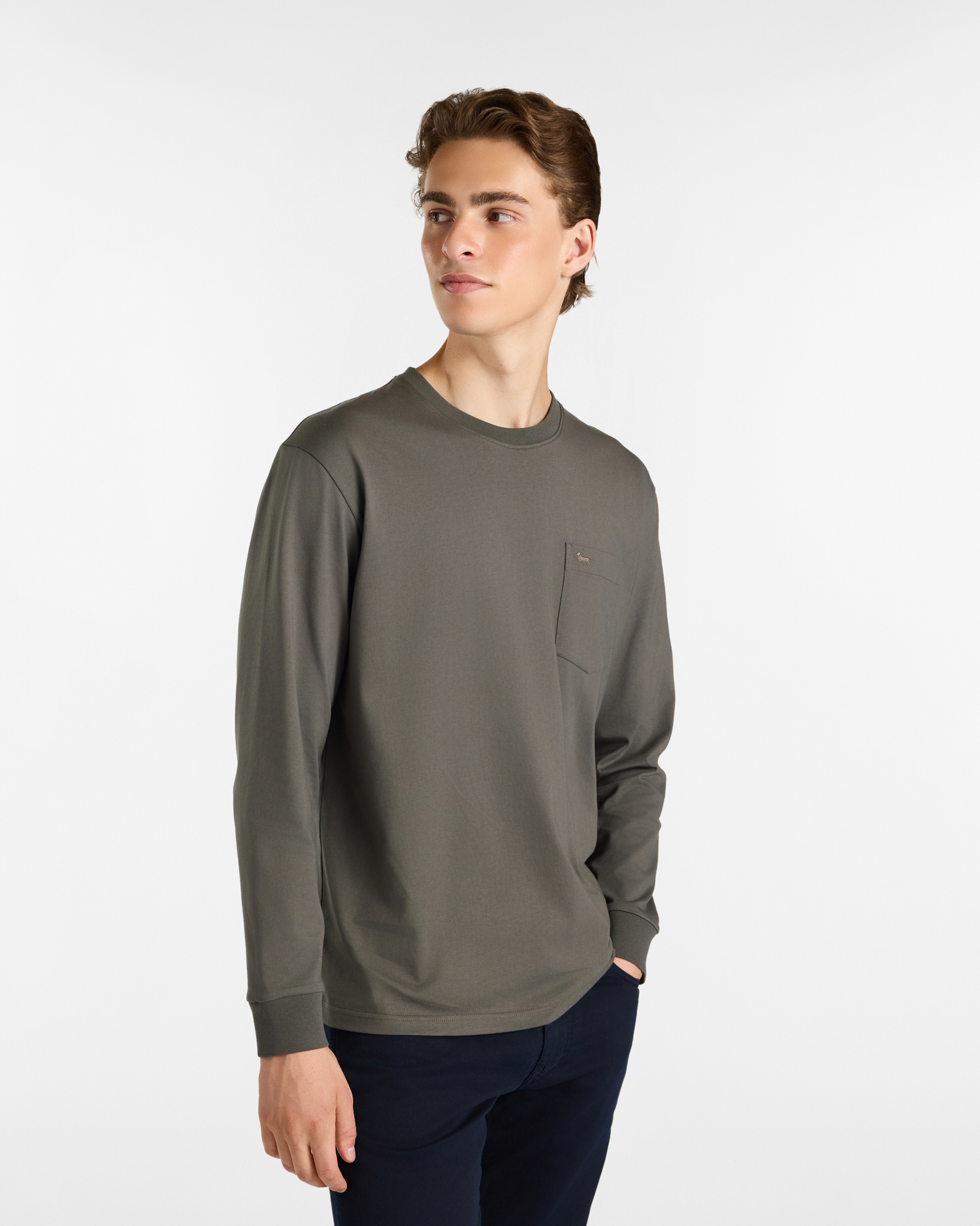 Long Sleeve T-Shirt with Pocket, Green, large
