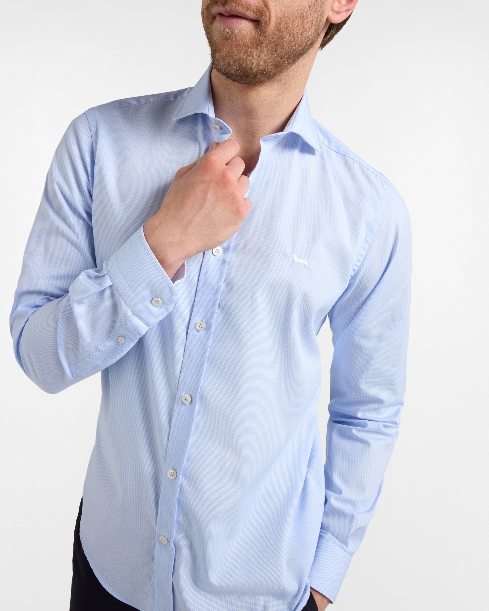 Men's narrow-fit pure cotton shirt with internal contrasts, Blue, large image number 2