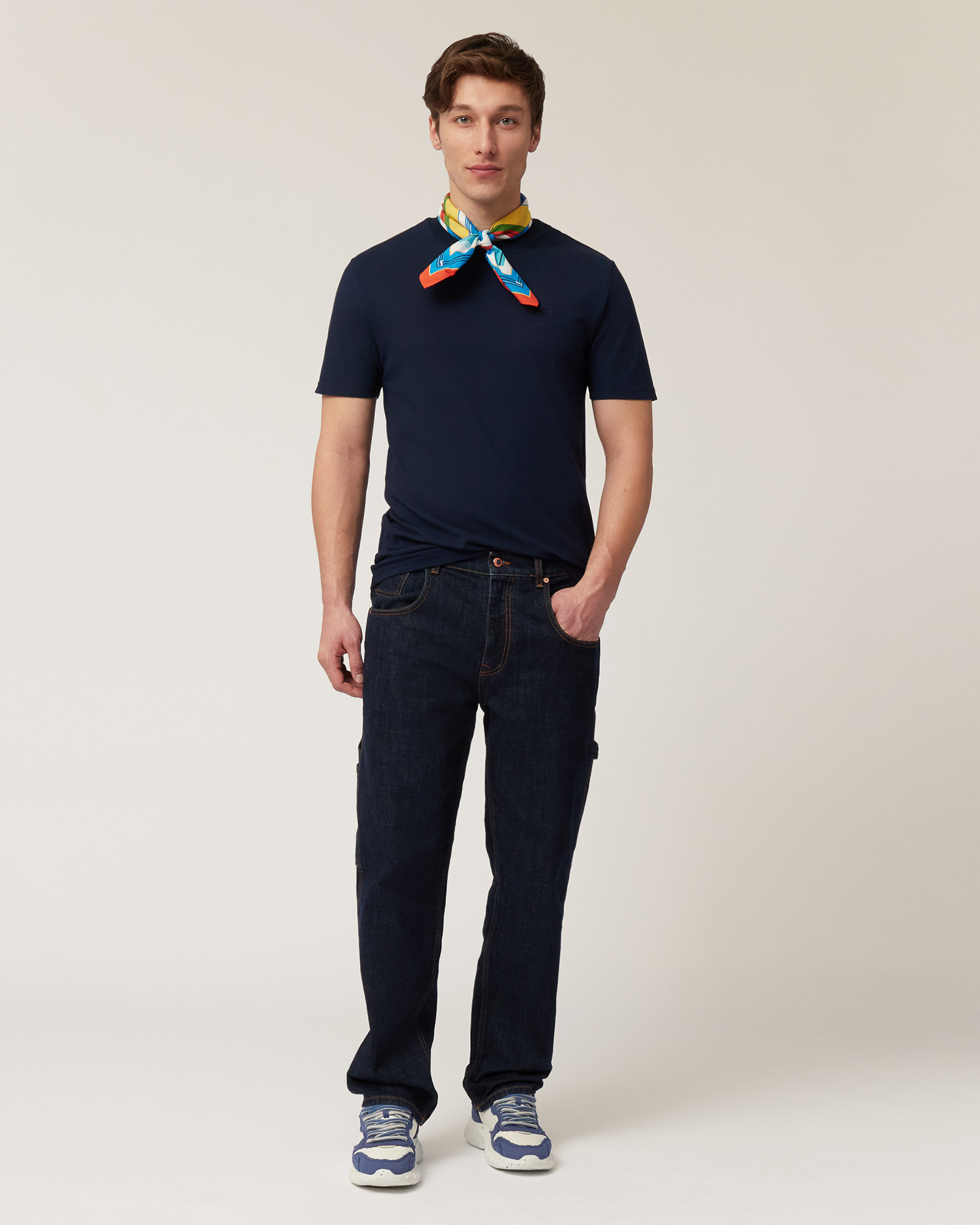 Crepe jersey T-shirt, Navy Blue, large image number 3