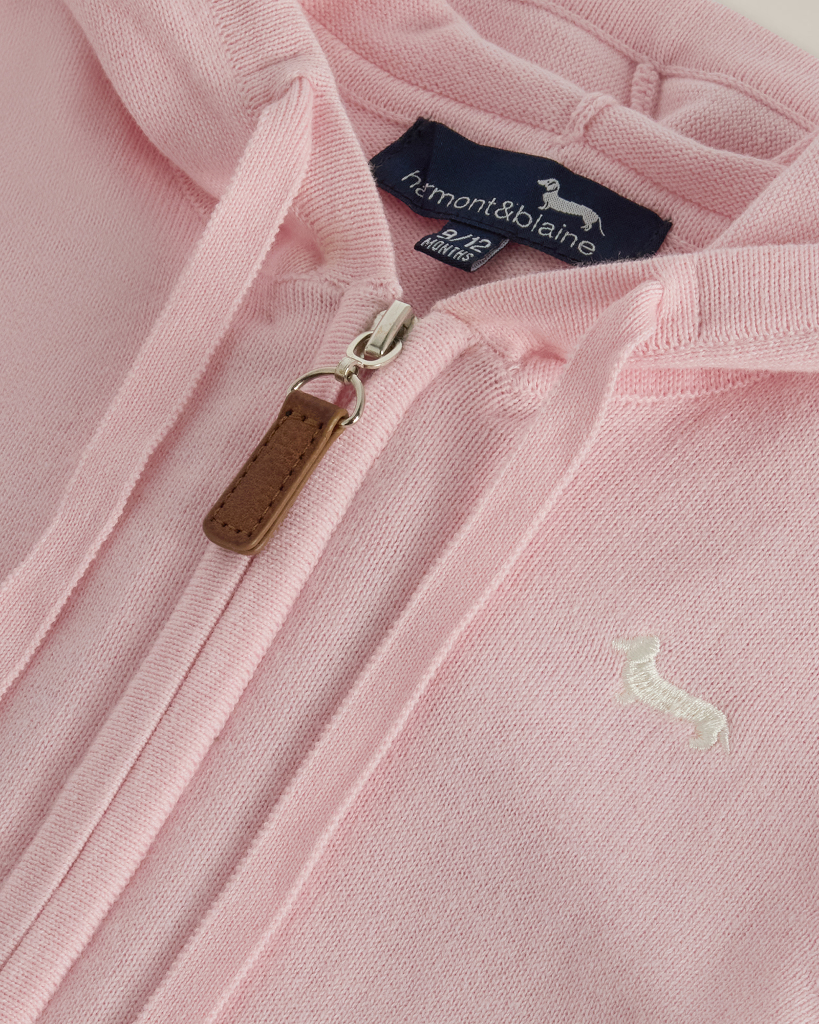 Cardigan full zip con cappuccio e ricamo logo, Rosa, large image number 2