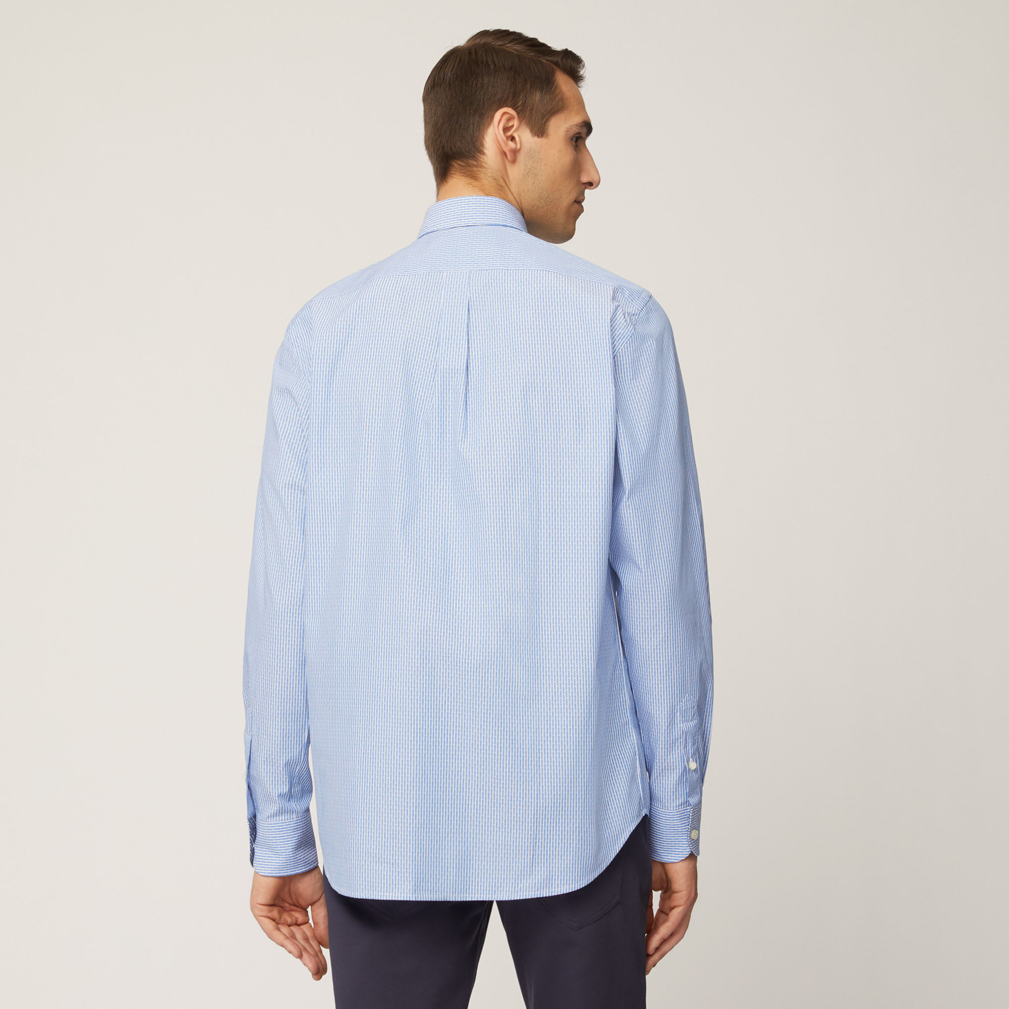 Camicia In Cotone A Righe Sottili , Blu Chiaro, large image number 1