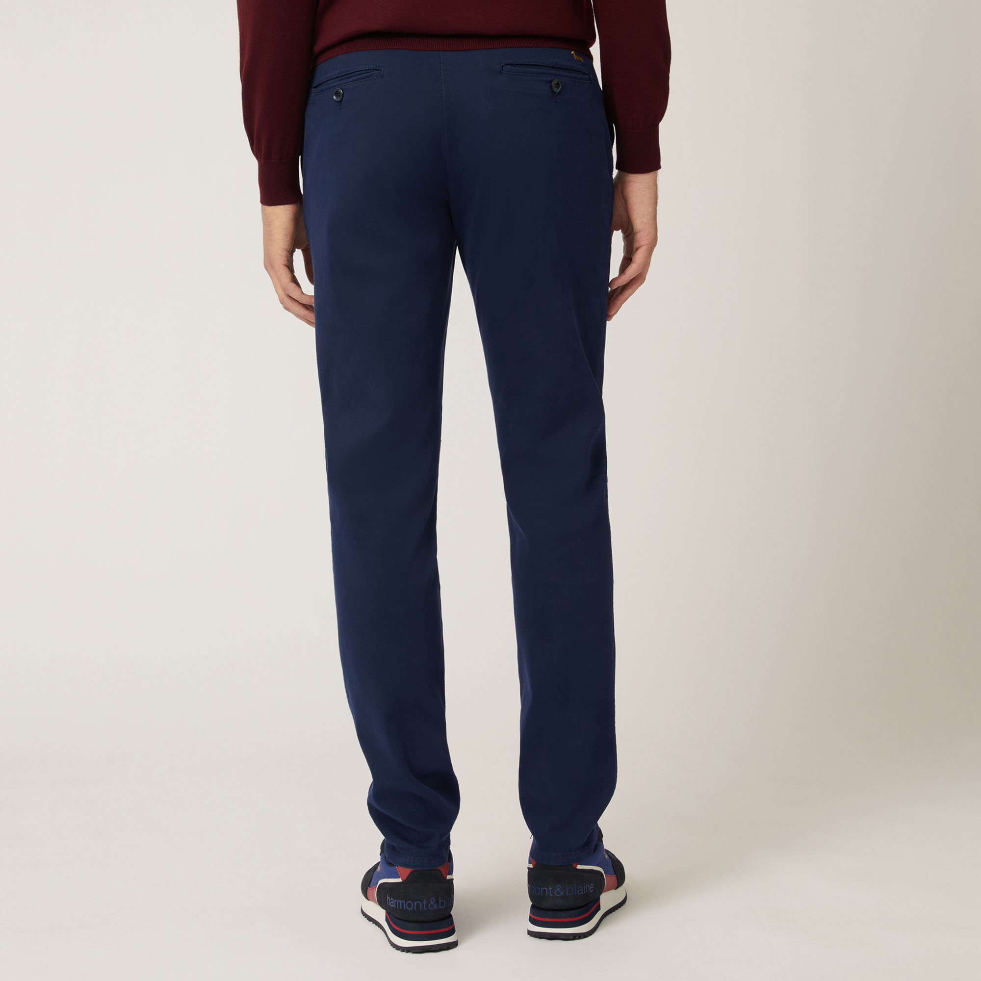 Narrow-Fit Stretch Cotton Chinos in Blue: Luxury Italian Trousers ...