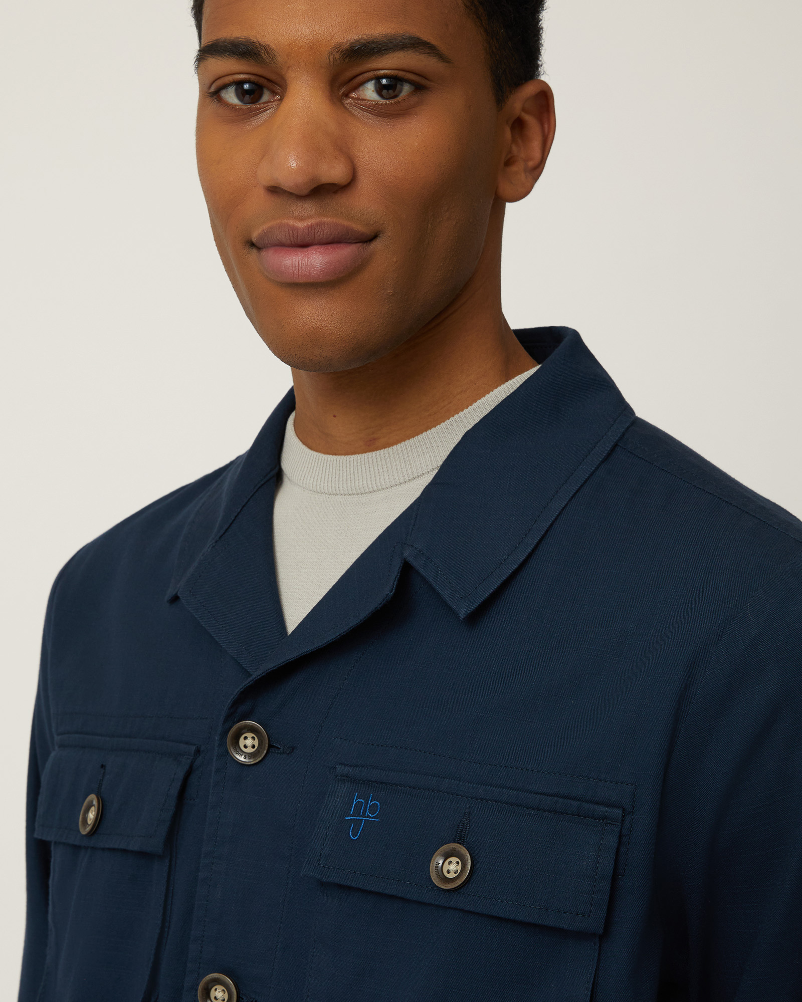 Slub Cotton Overshirt, Dark Blue, large image number 2