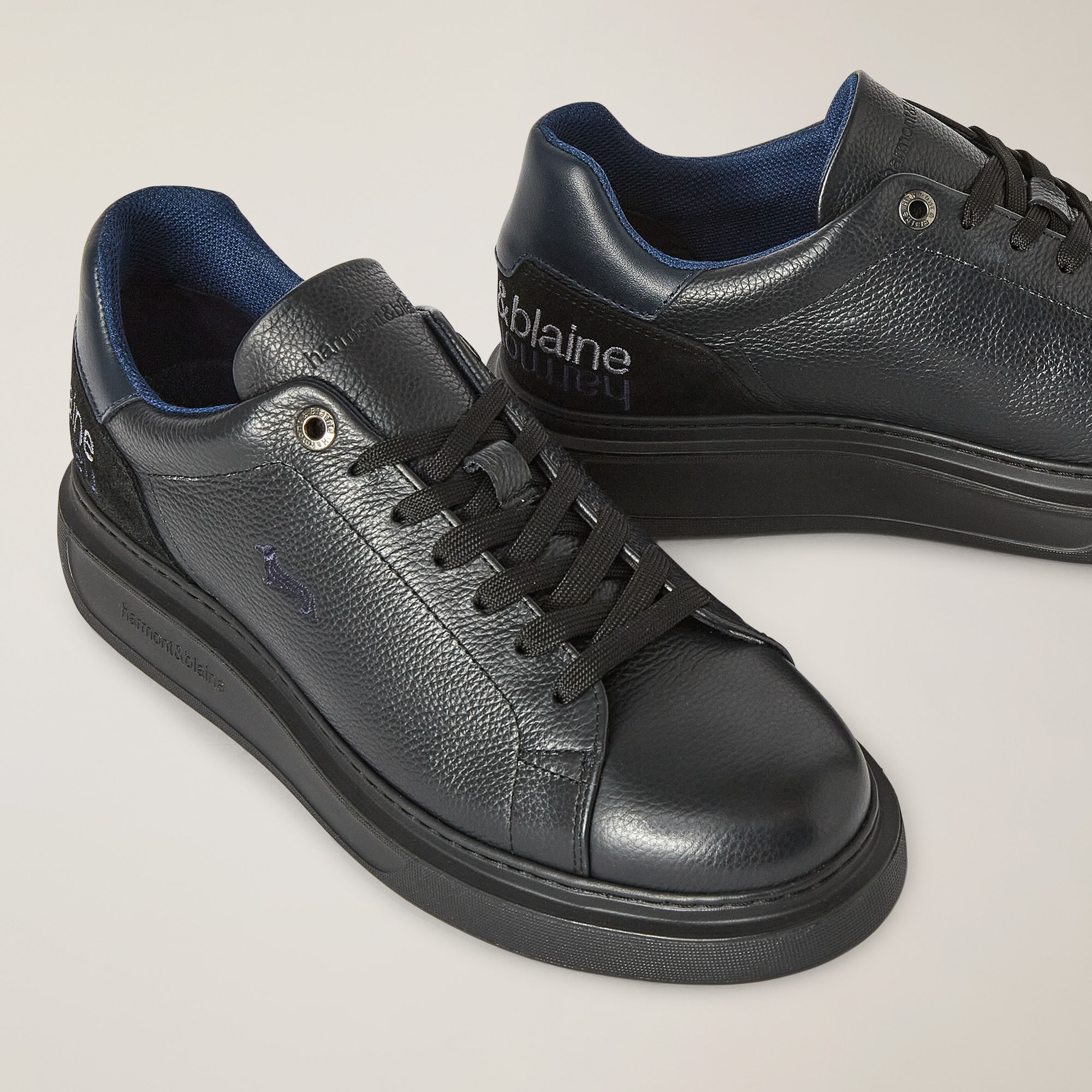 Zapatilla De Piel Auténtica Granulada, Negro, large image number 3