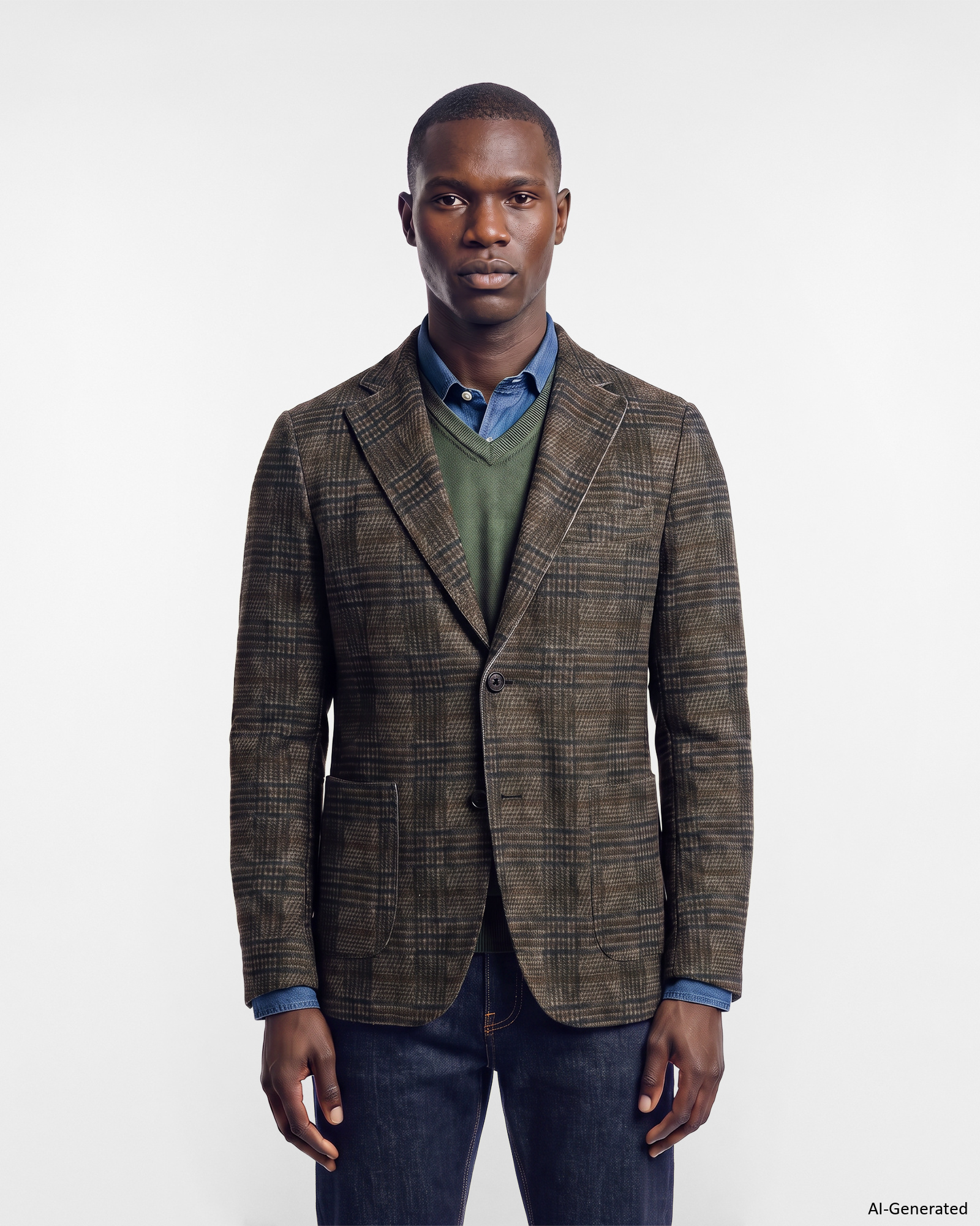 Giacca HBJ Uomo a Quadri in Misto Lana beige