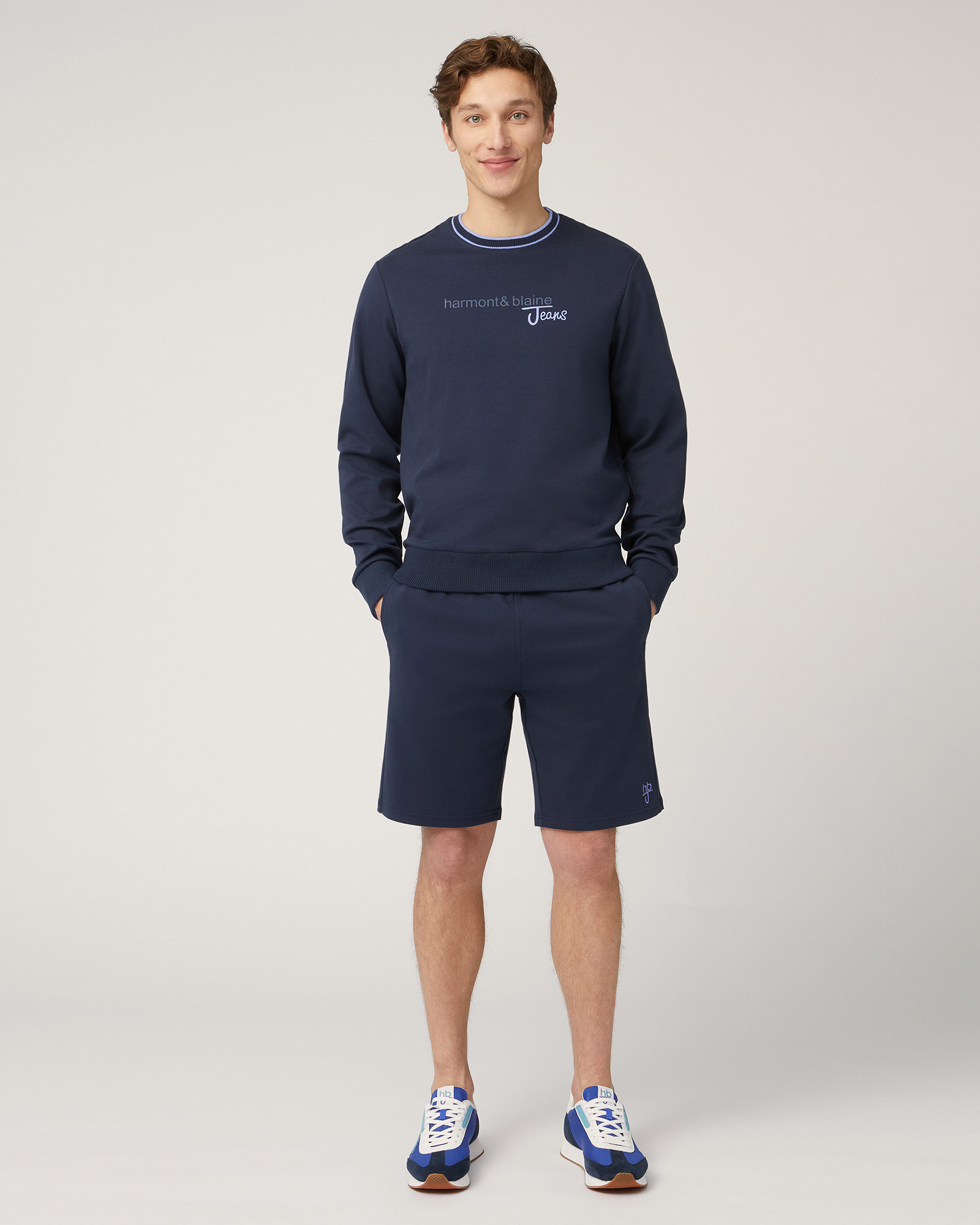 Cotton Sweatshirt with Lettering, Dark Blue, large image number 3