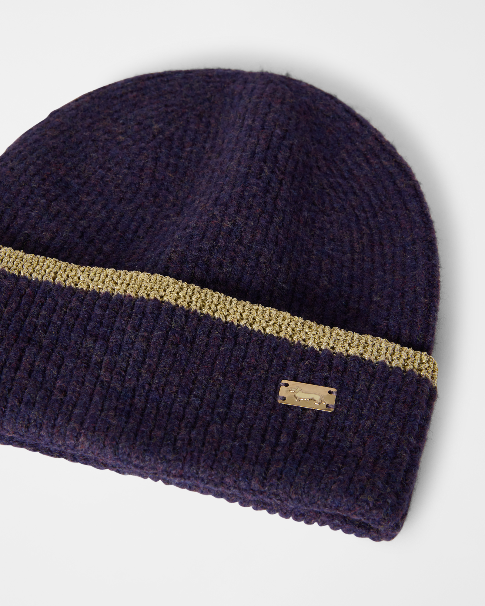Women&rsquo;s beanie with contrasting  stripes, TAUPE, large