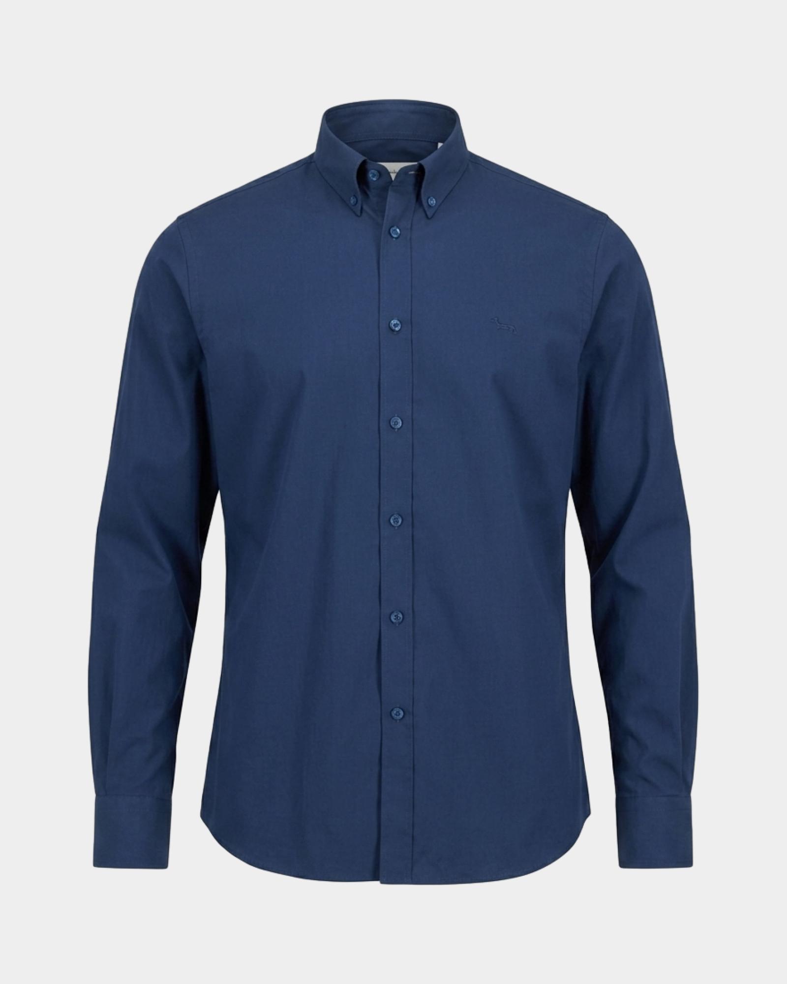 Camisa de hombre en popel&iacute;n de corte regular, AZUL OSCURO, large