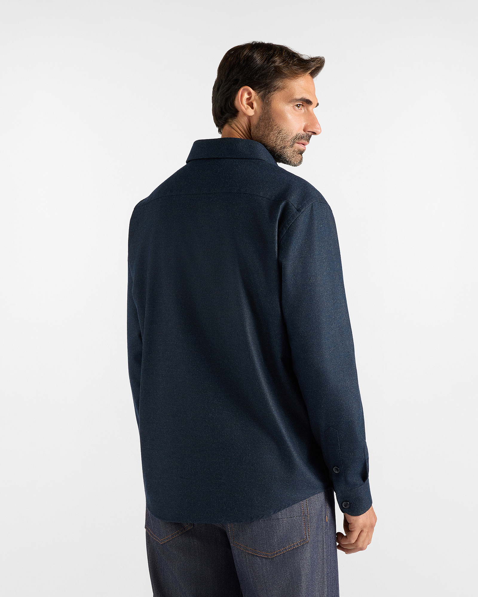 Men's oversized flannel overshirt, NAVY BLUE, large image number 2