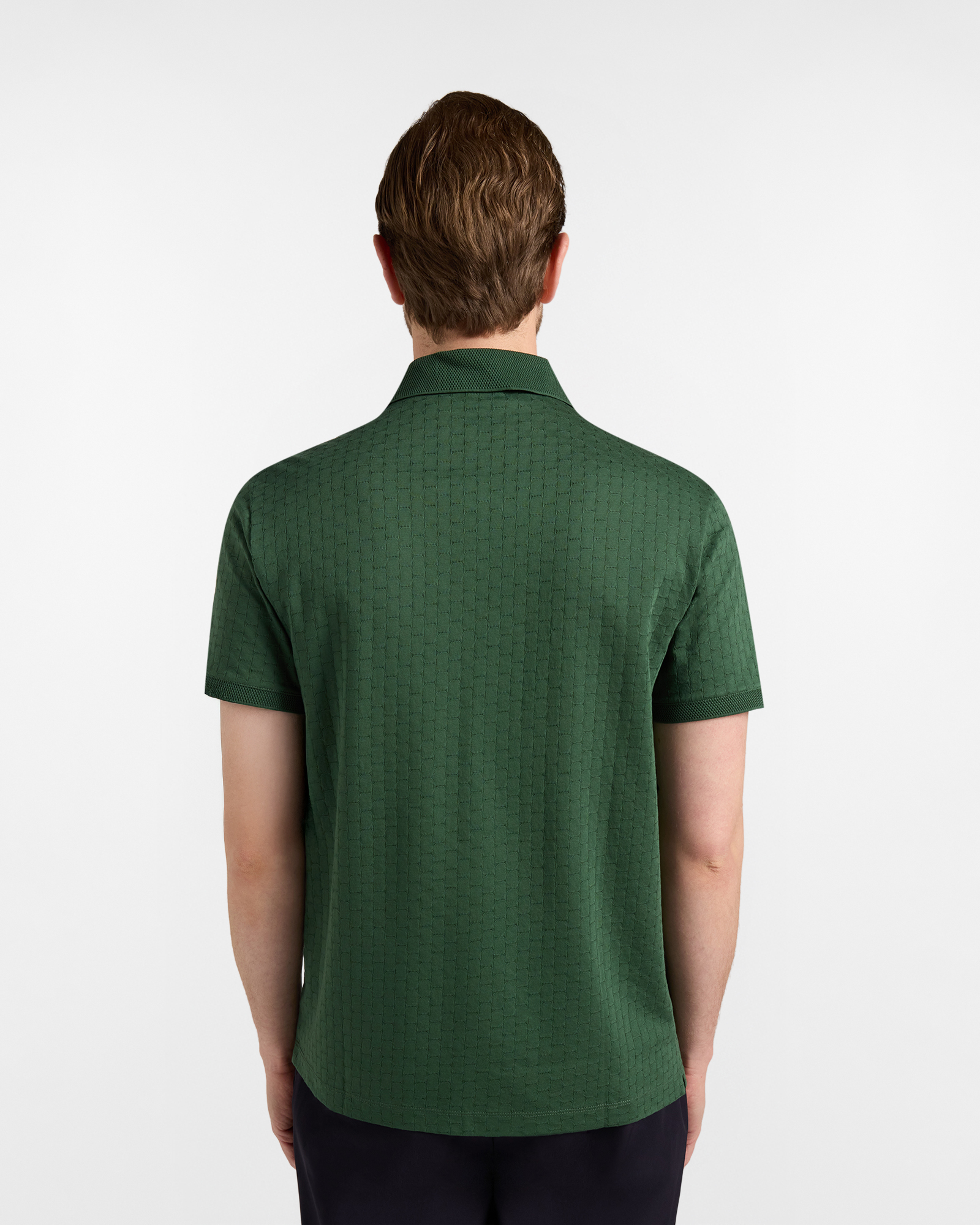 Men's jacquard jersey polo shirt with 3D collar