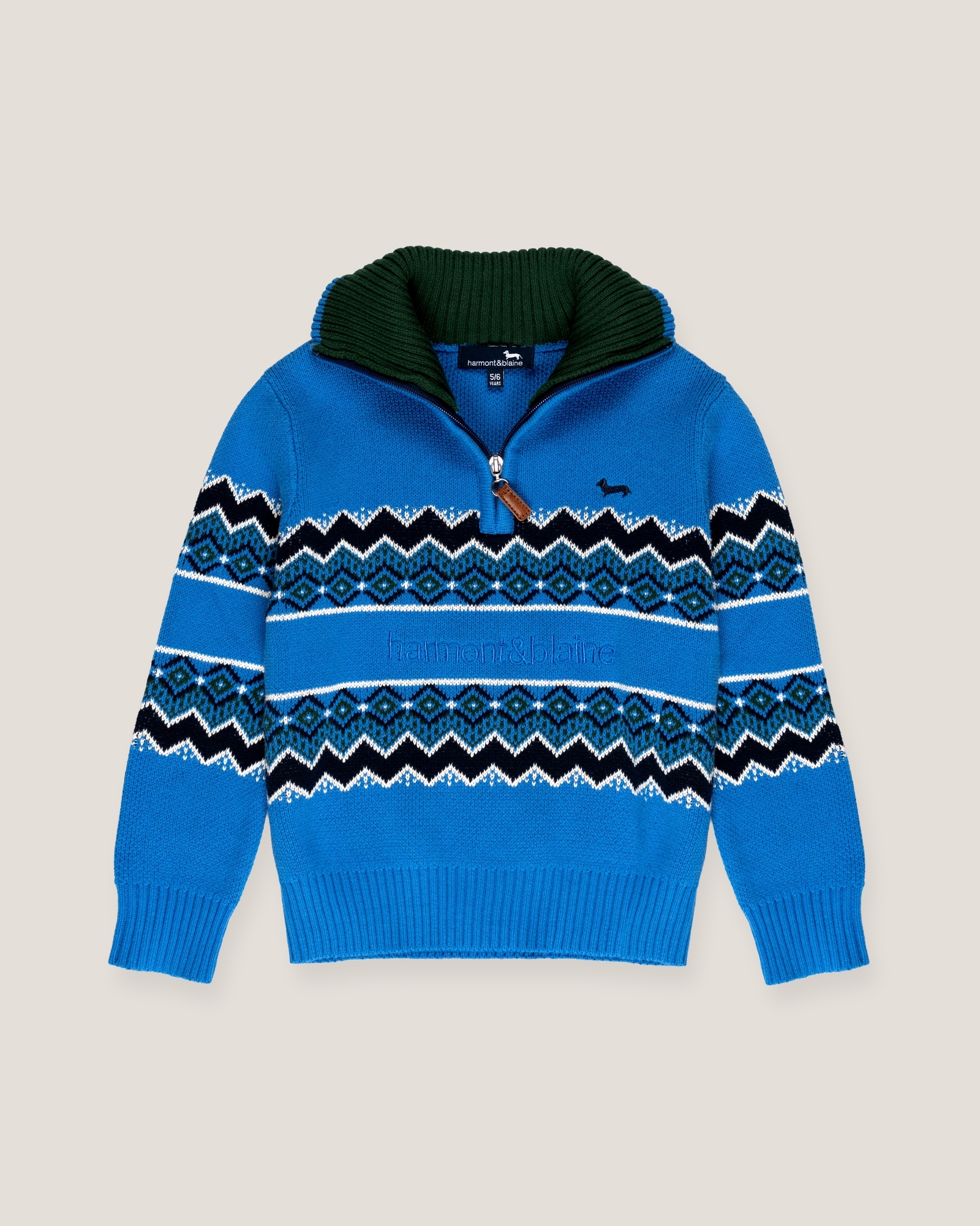 Half-zip intarsia sweater