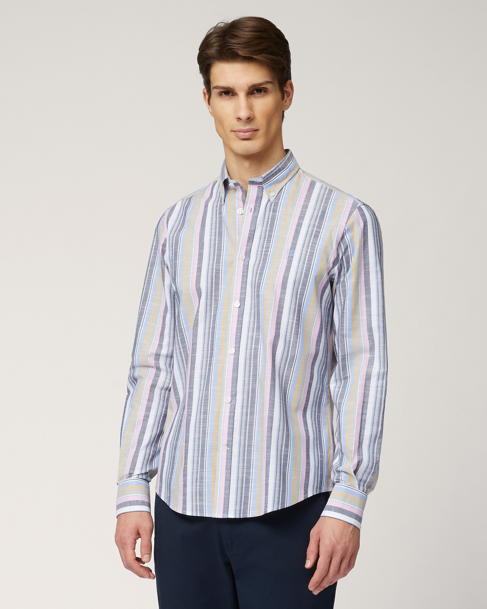 Striped Cotton Shirt, Pink, large image number 0