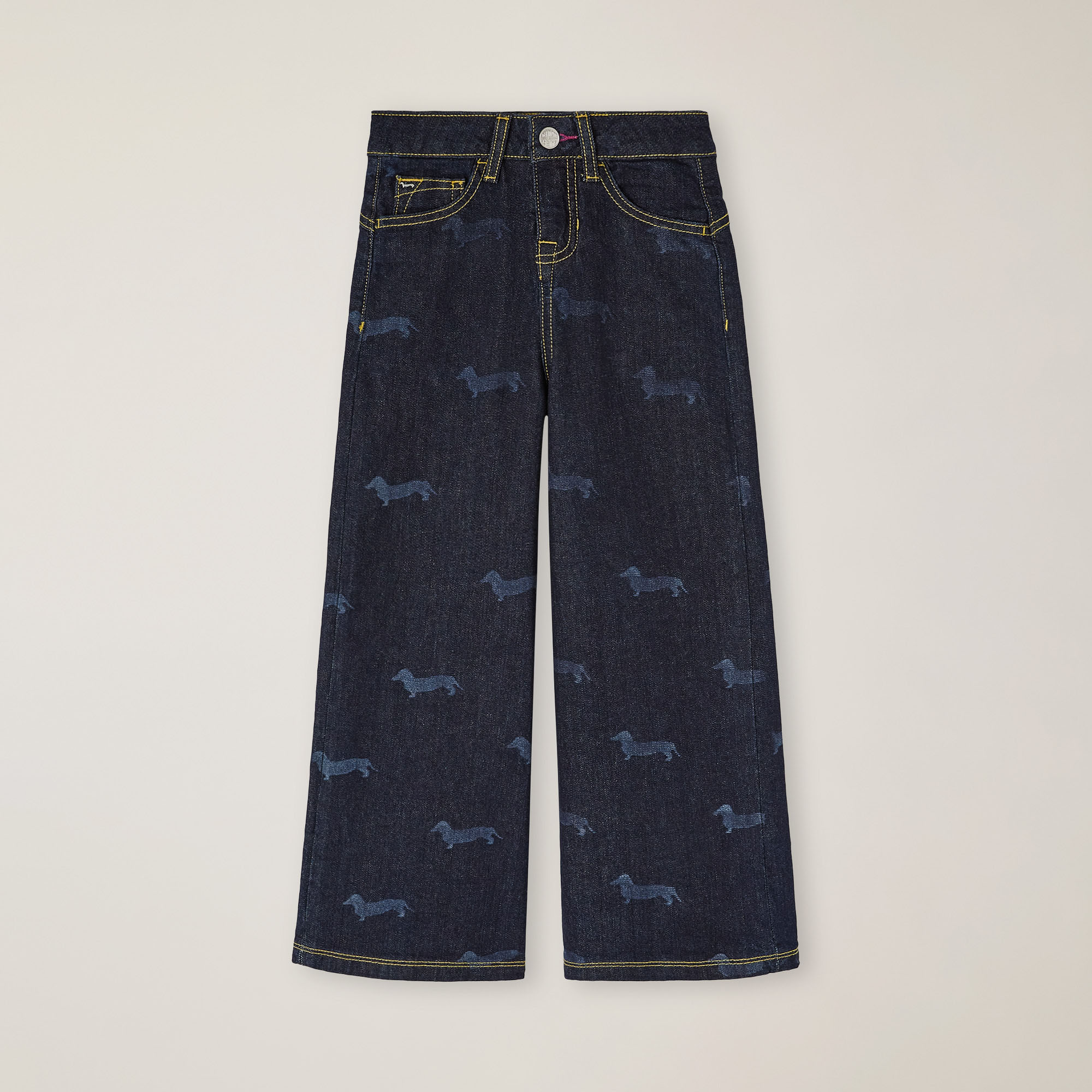 Cropped denim with Dachshund print, Navy blue, large image number 0