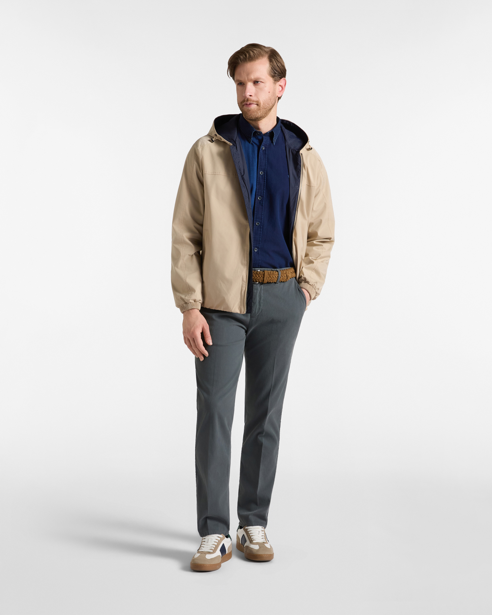 Men's nylon jacket with double fastening, BEIGE, large image number 3