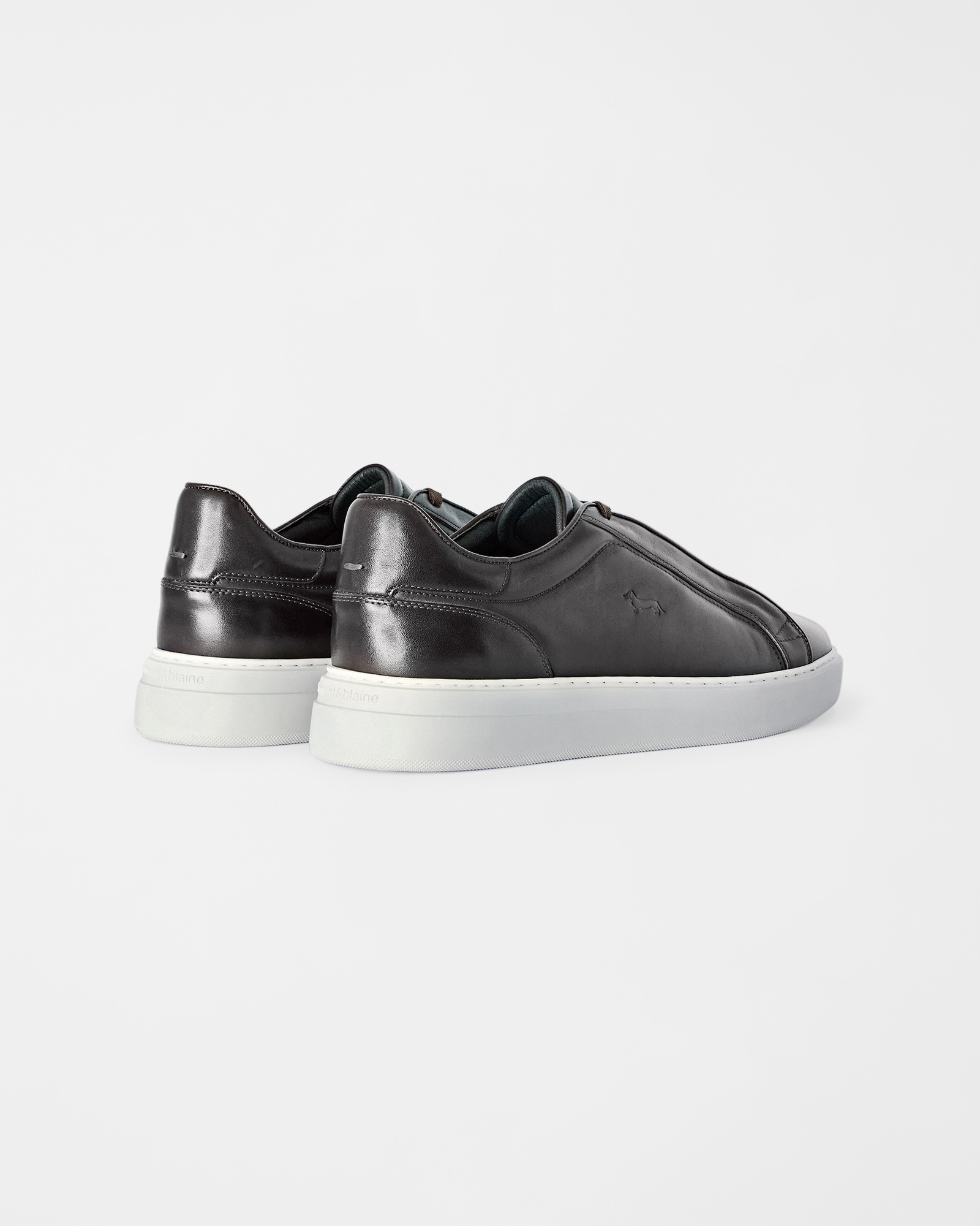 Men's slip-on sneakers in genuine leather, DARK BROWN, large