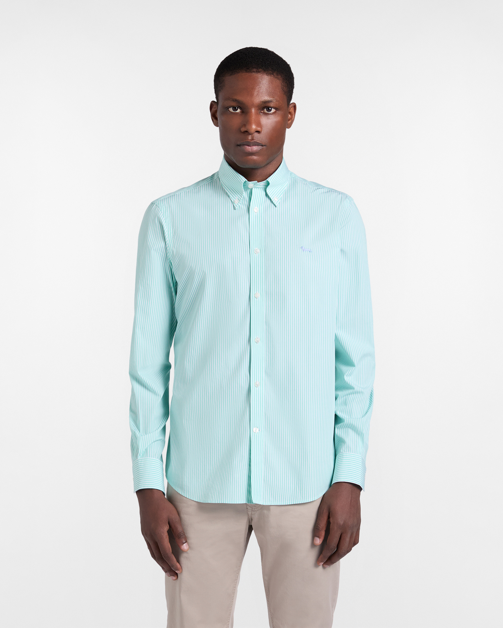 Regular-fit striped shirt, Light Green, large