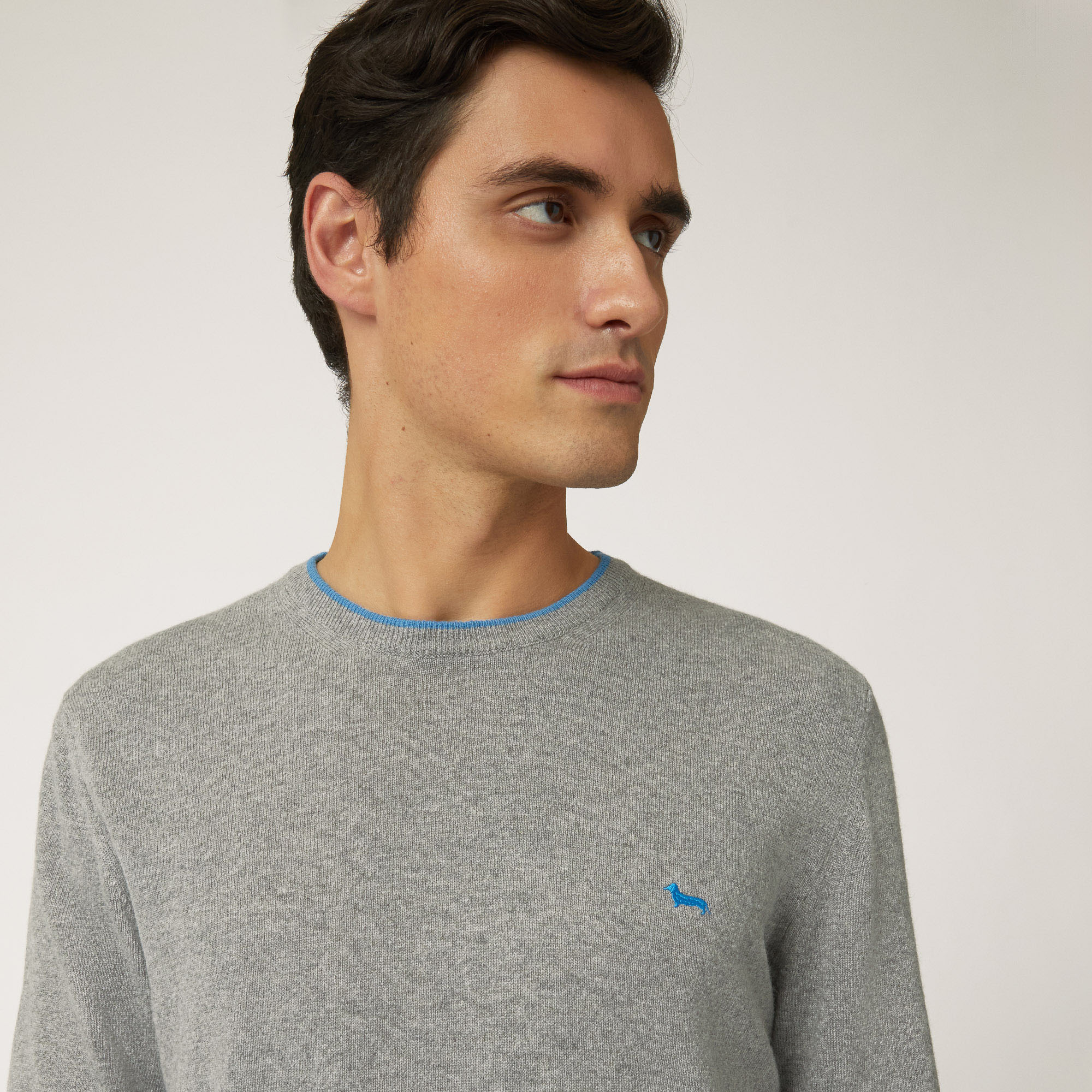 Pullover Girocollo In Lana E Viscosa, Grigio, large image number 2