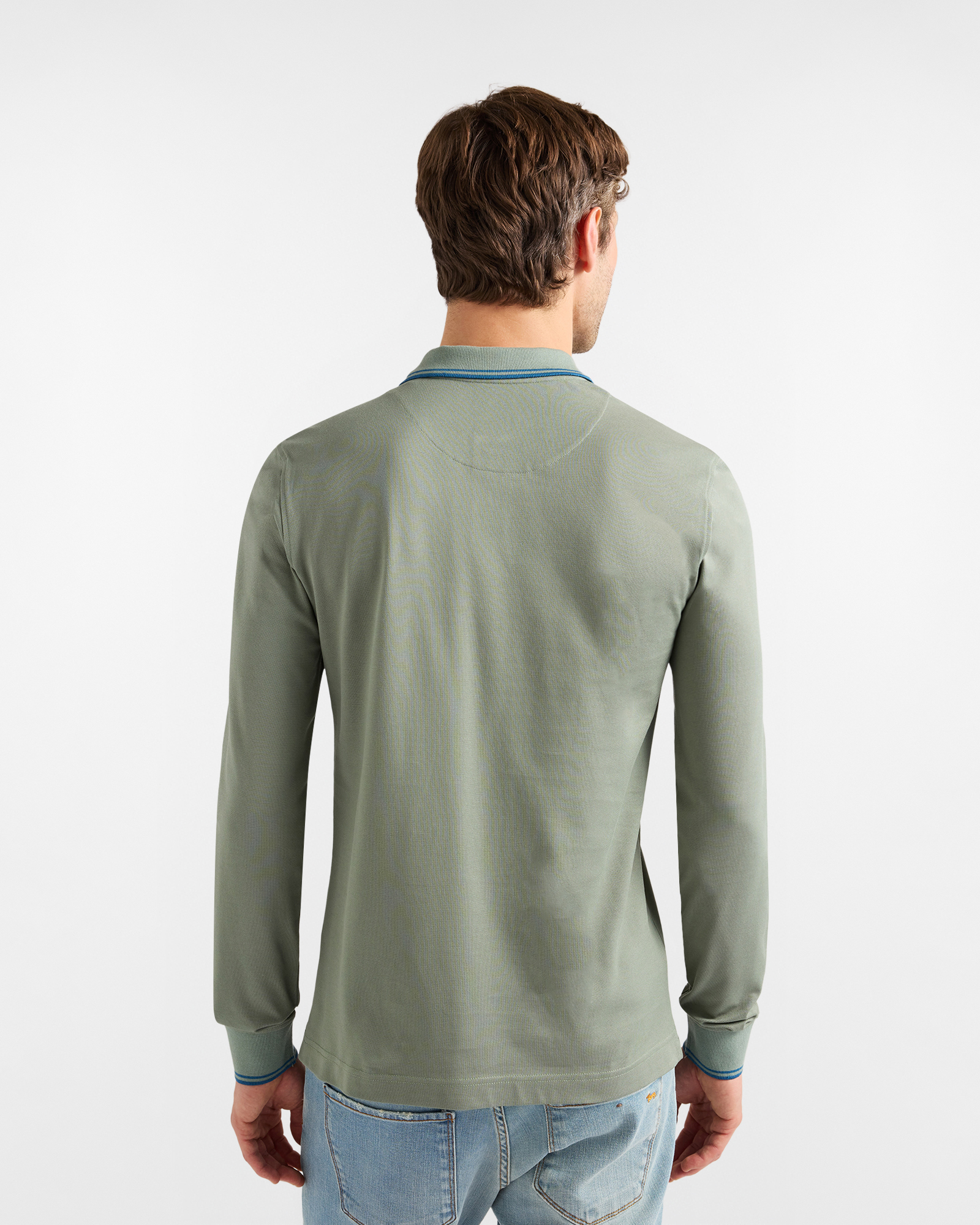 Men's polo shirt with contrasting stripes