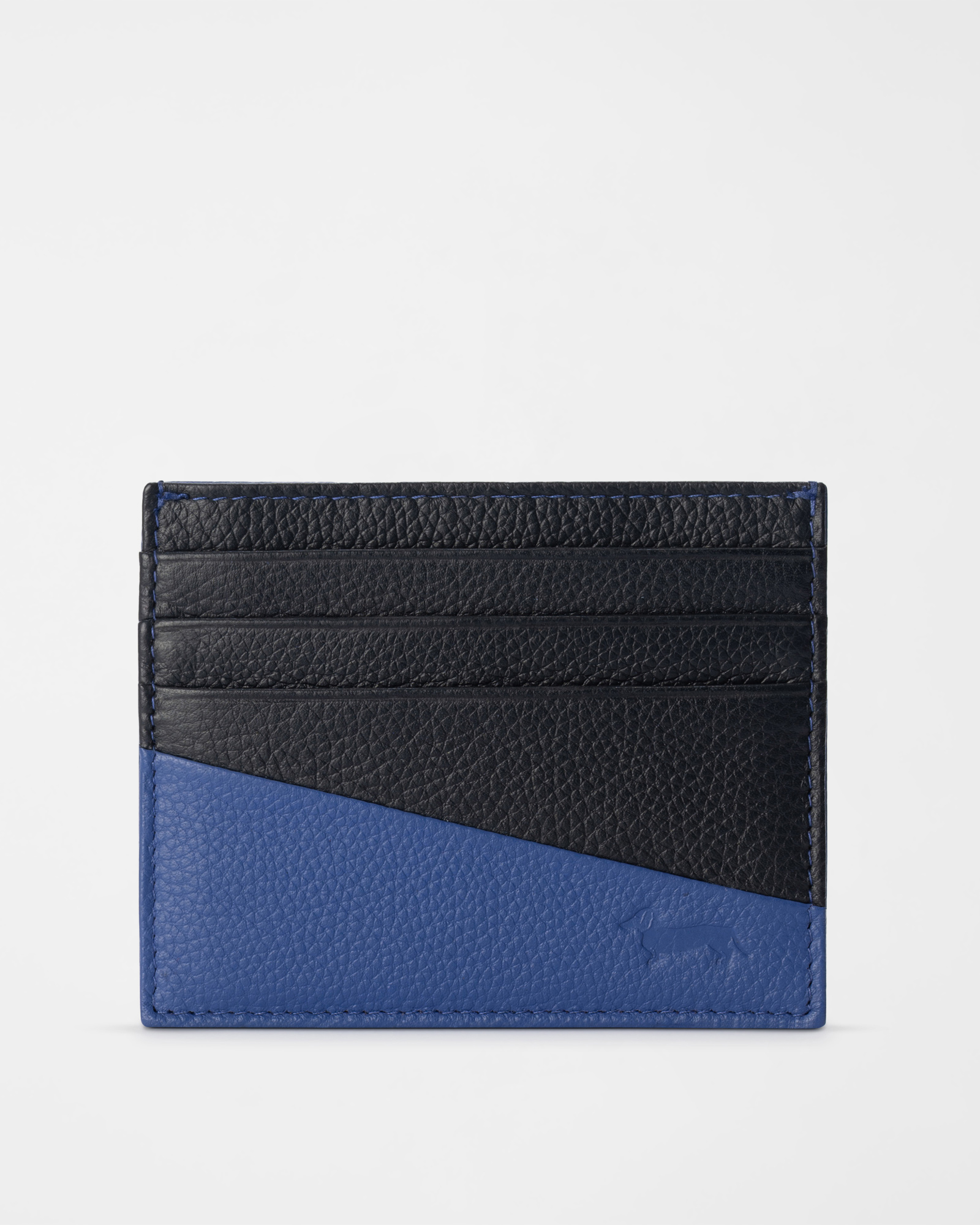Men&rsquo;s Light Blue/Black Genuine Leather Card Holder
