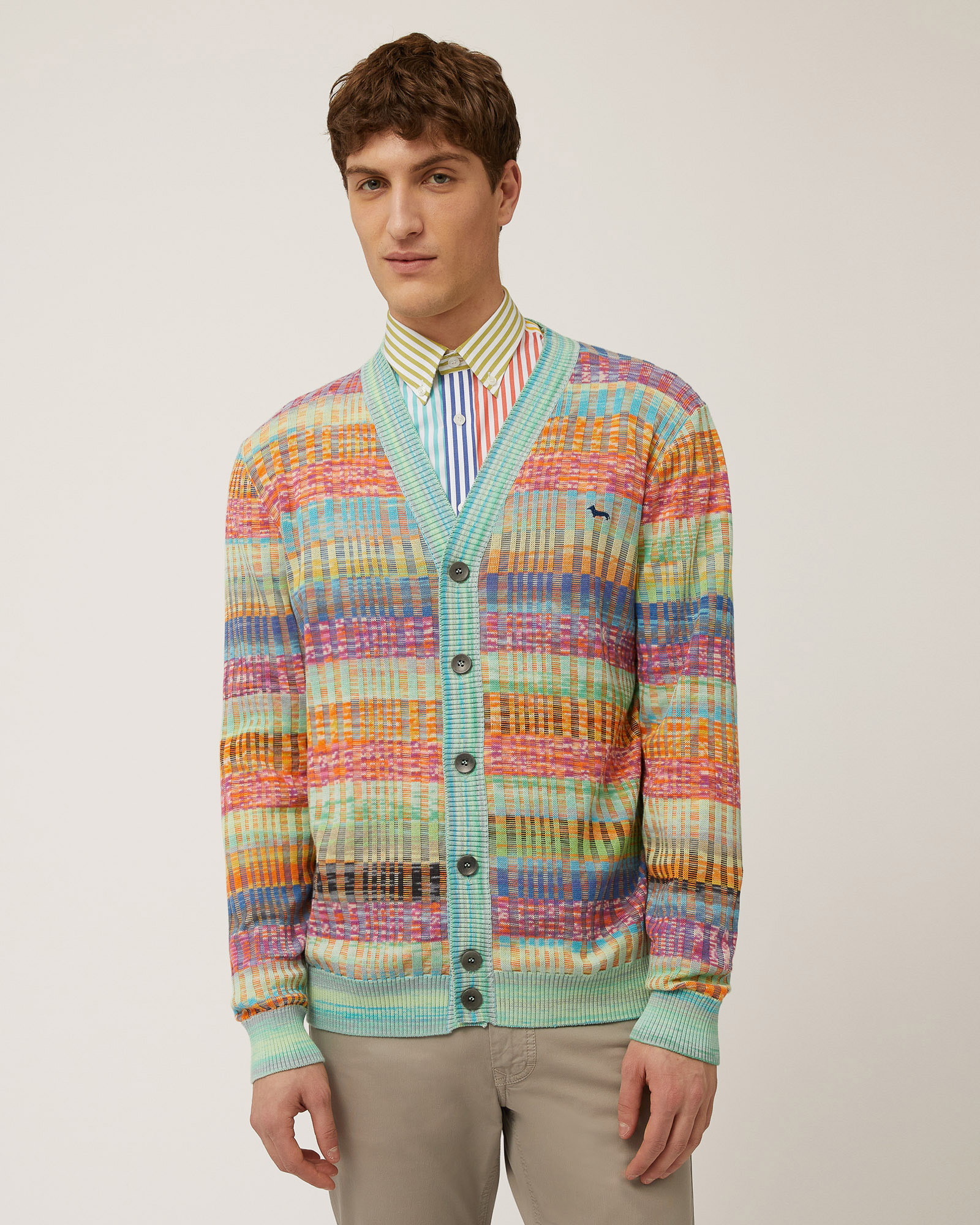 Multicolor Ribbed Cardigan