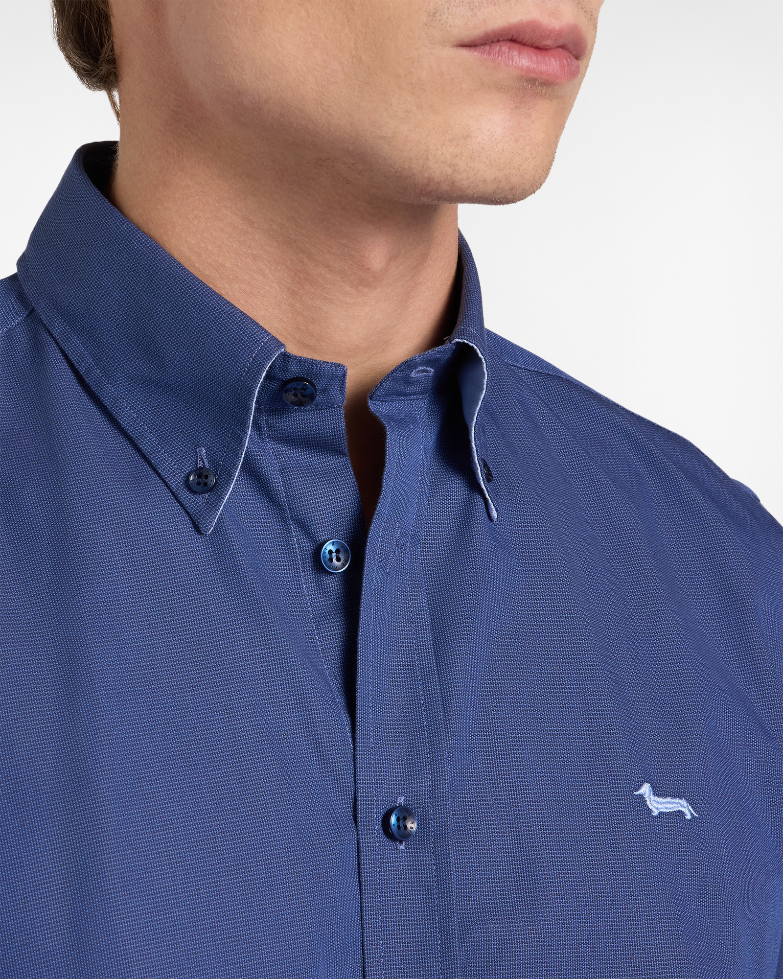 Camisa para hombre en algod&oacute;n estructurado, Azul Marino, large image number 1