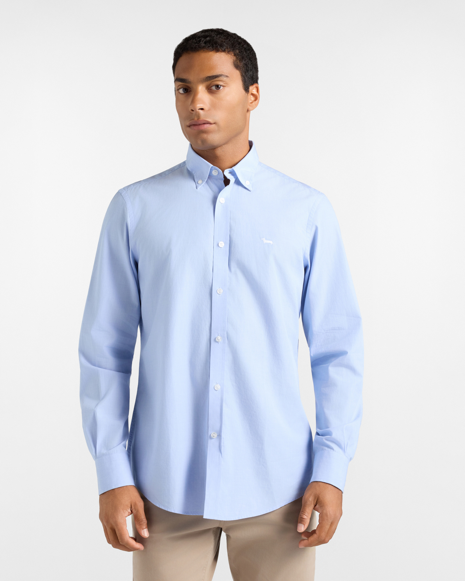 Men's regular-fit light blue end-on-end fabric shirt