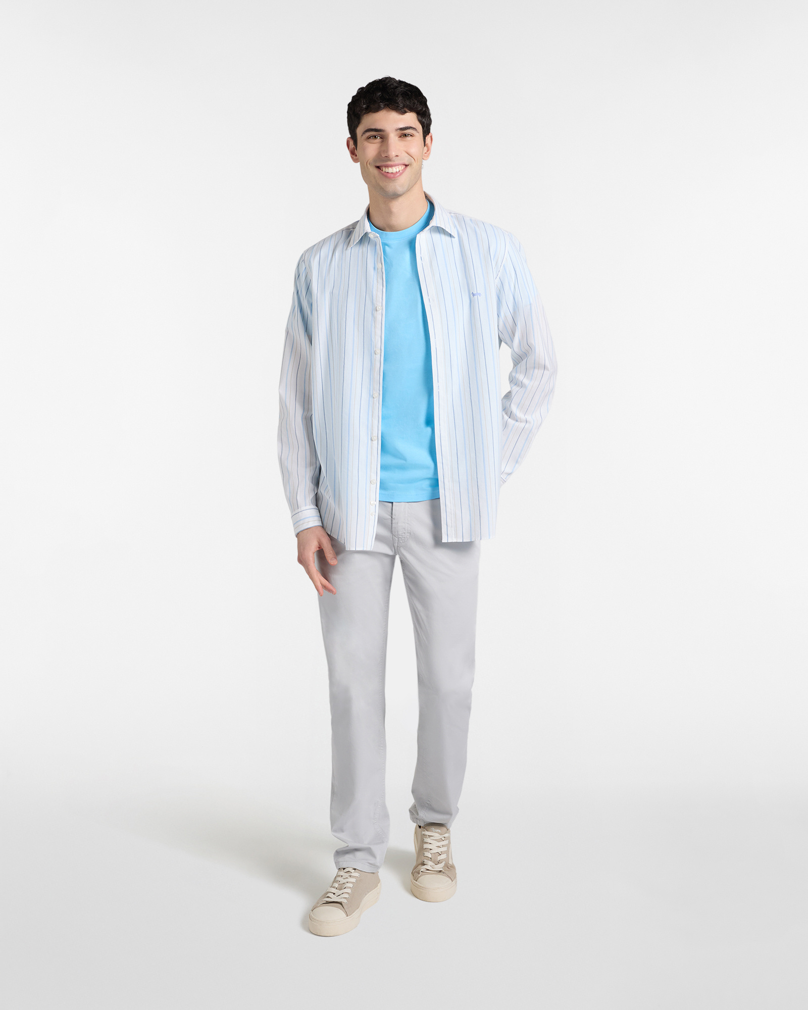 Camicia A Righe Super Light, Celeste, large image number 3