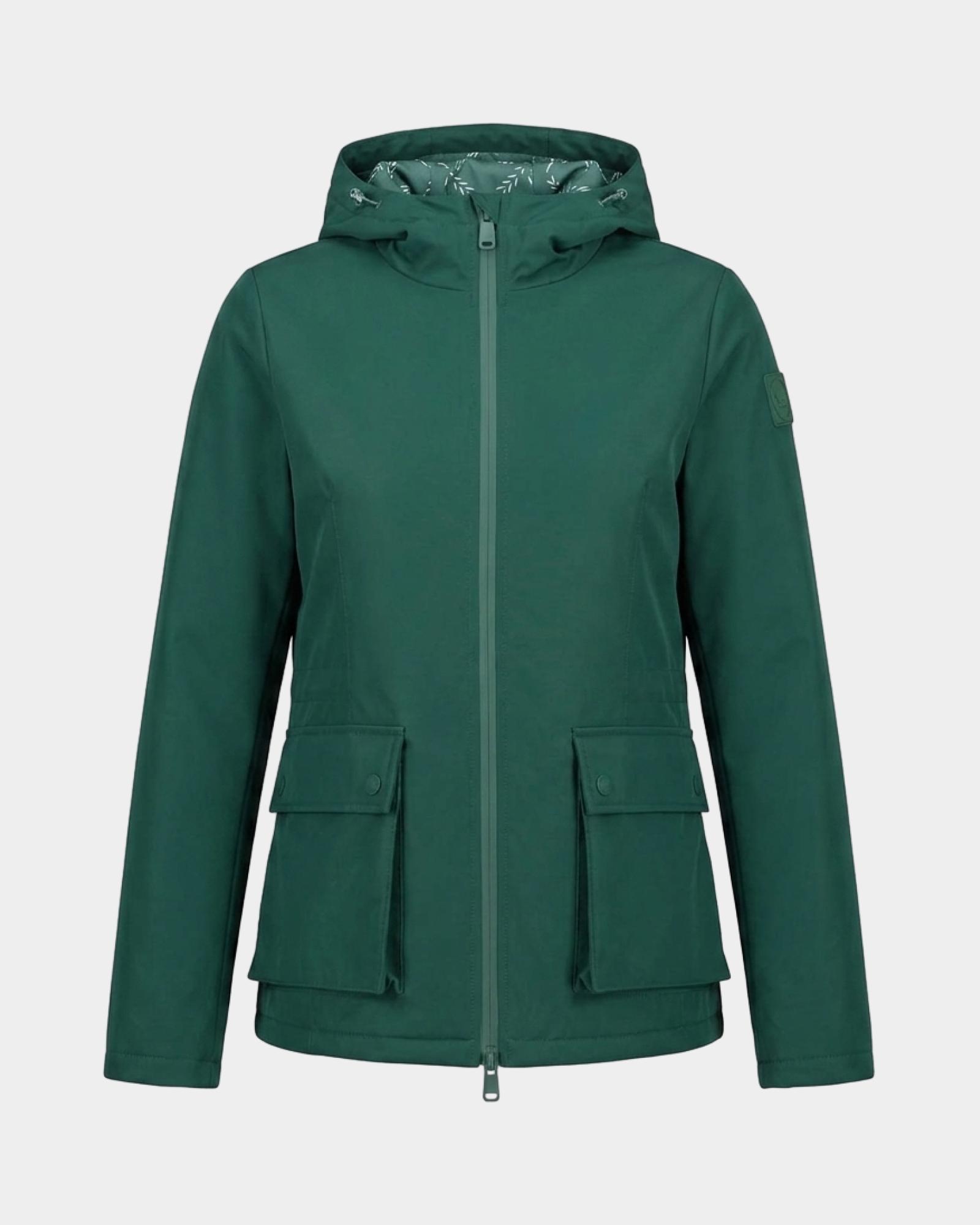 Women&rsquo;s green technical nylon hooded jacket, GREEN, large
