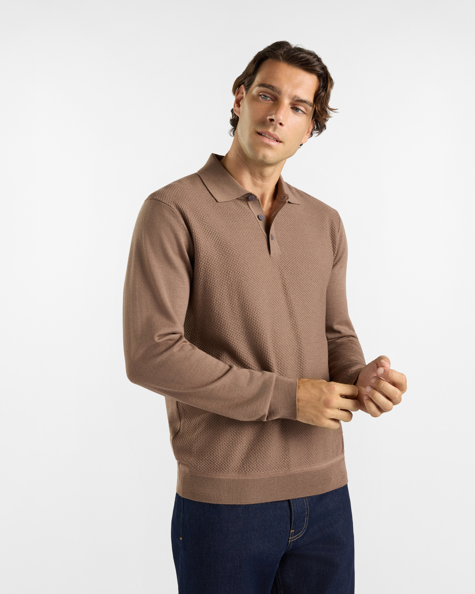 Maglia Polo HBJ Uomo in pura lana beige