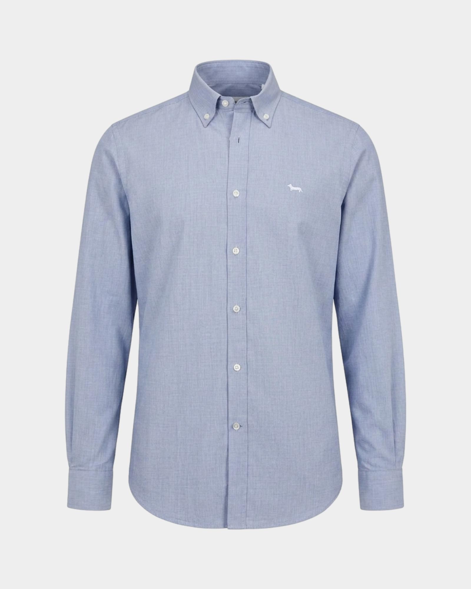 Men's regular-fit end-on-end fabric shirt, NAVY BLUE, large